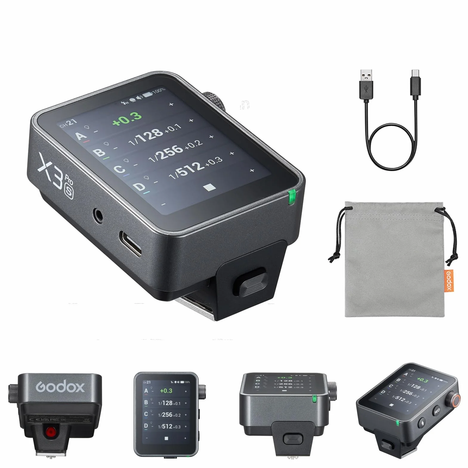Godox X3ProS TTL Trigger per fotocamere Sony, trigger wireless per flash con touchscreen a colori, 32 canali, 16 gruppi con 3 modalità di scatto, batteria al litio integrata, compatibile con app