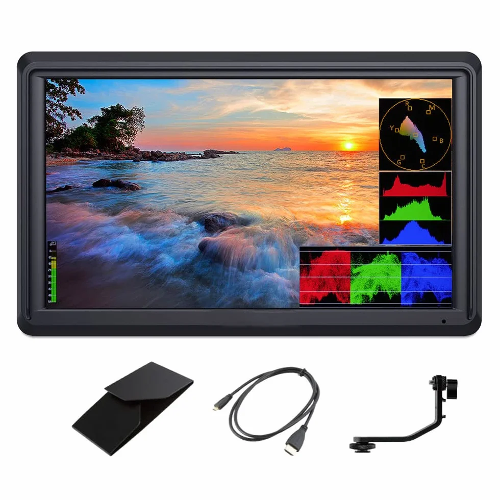 FEELWORLD FW568V2 DSLR Field Monitor 5,5 pollici 3D LUT Waveform Vector Scope 1920x1152 4K Schermo HDMI con parasole per stabilizzatore