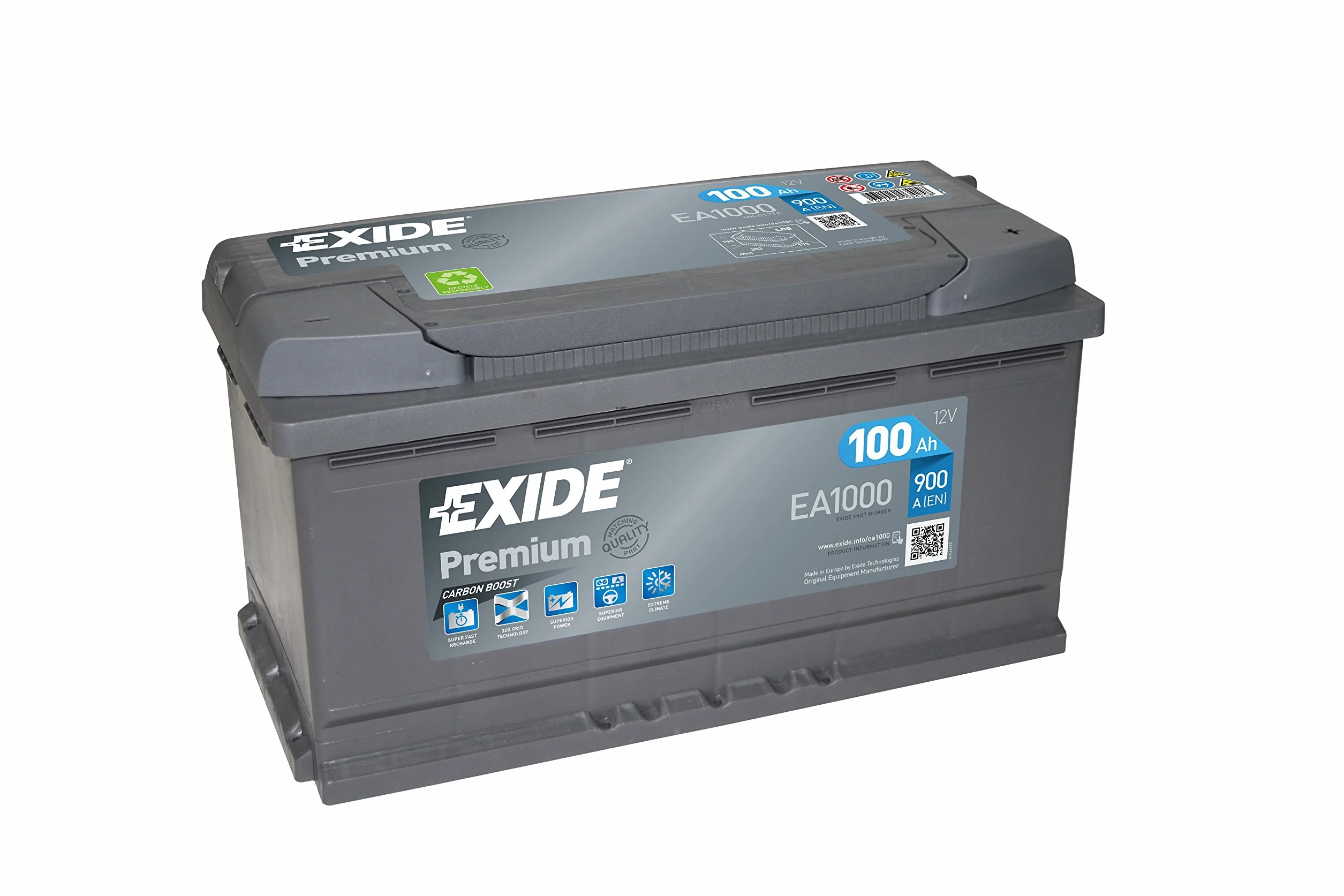 EXIDE Batteria 100Ah 900A EA1000 L 353mm B 175mm H 190mm Compatibilità VW Transporter V Passat Sedan