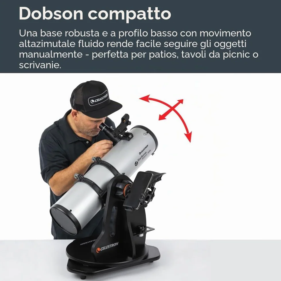 Celestron 22481 StarSense Explorer 130 mm Dobsoniano da tavolo Telescopio compatibile con app per smartphone Funziona con l'app StarSense – Compatibile con iOS/Android