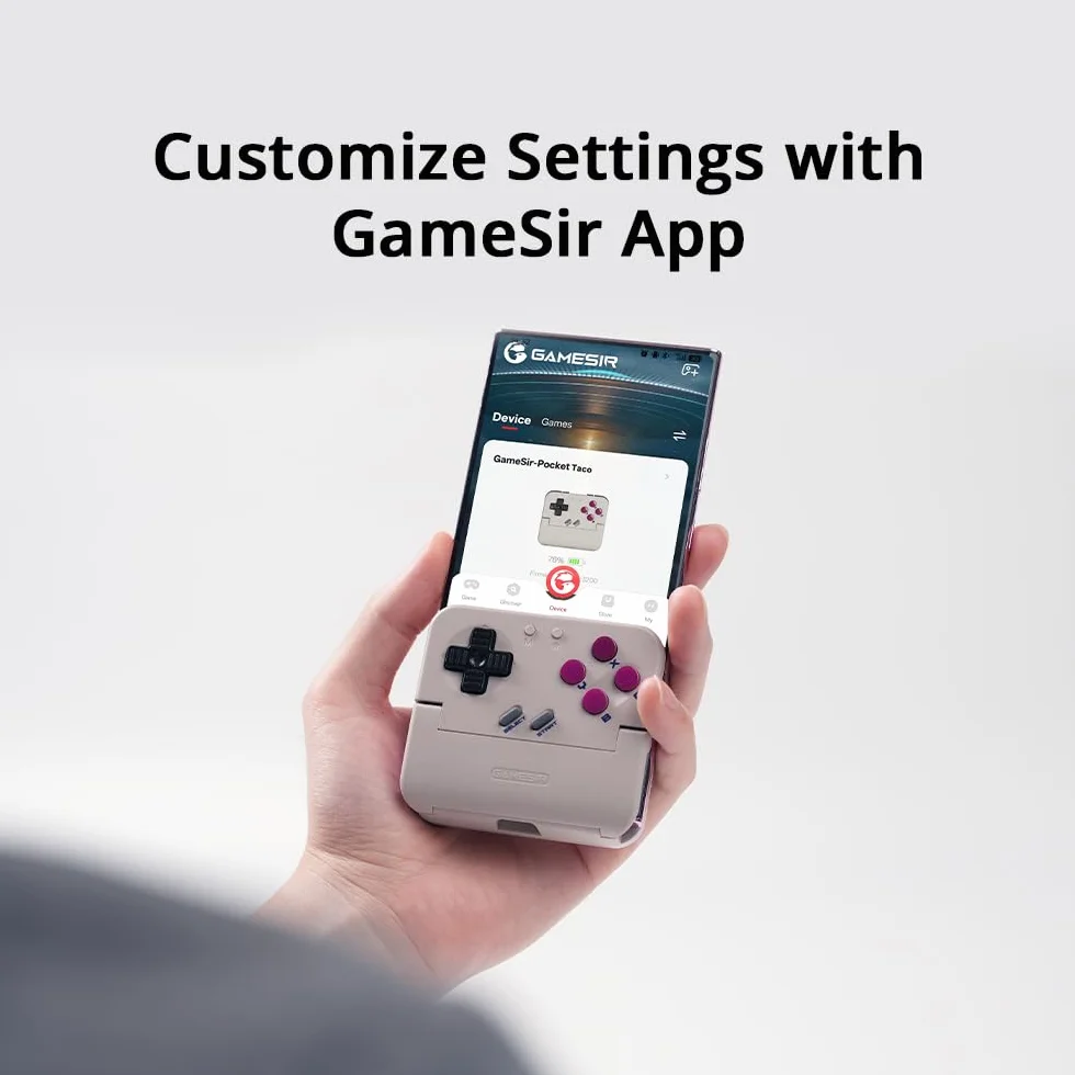GameSir Pocket Taco Controller da Gioco Mobile Verticale - Gamepad Bluetooth Retro Arcade per Android & Smartphone, Portatile, Batteria 600mAh, Personalizzazione App - Bianco