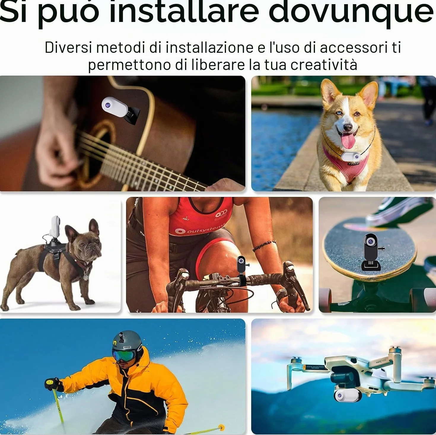 Xilecam Mini Action Cam 1080p Telecamera Animali Telecamere Nascoste da Esterno Body Cam e Accessori（Nero）
