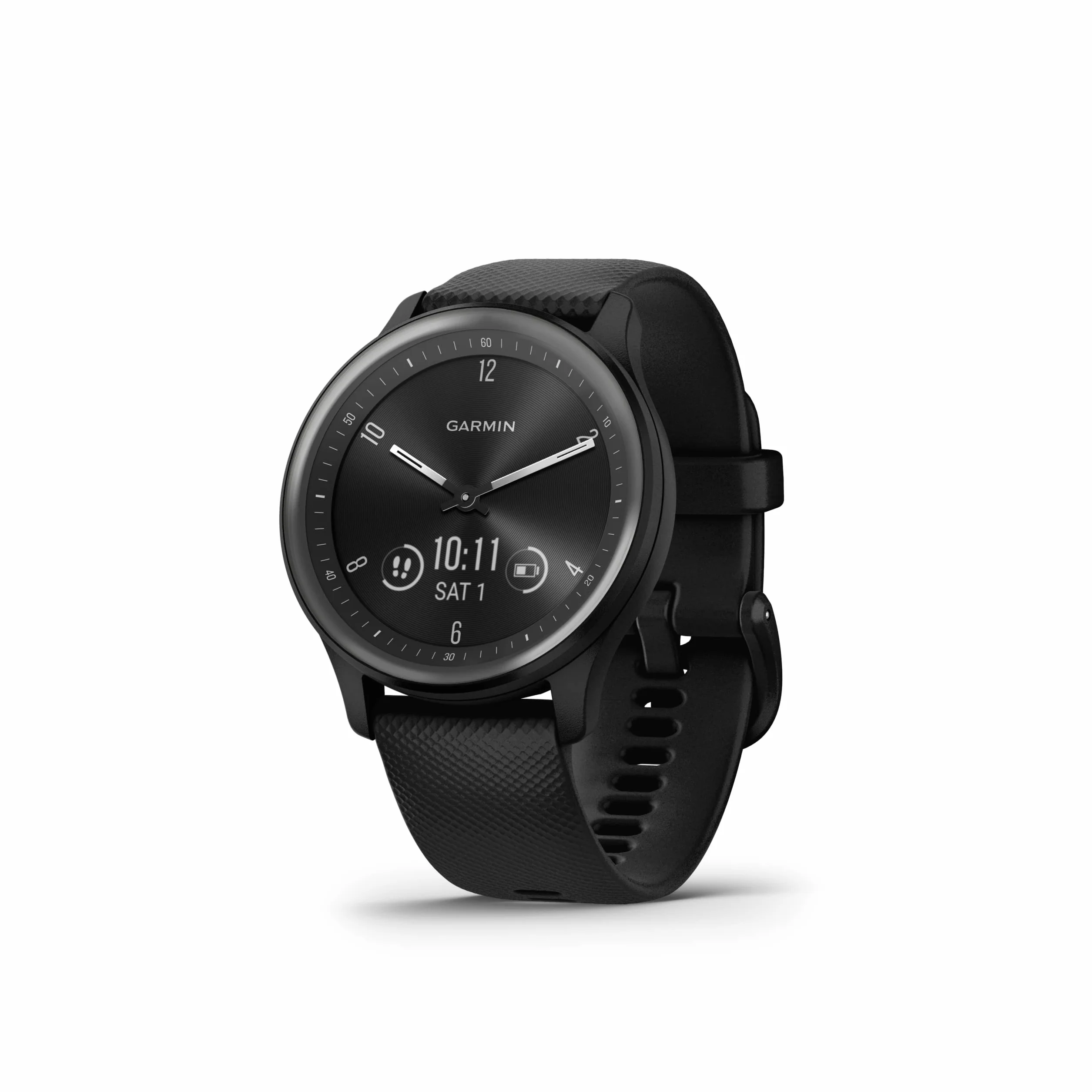 Garmin vívomove Sport, Smartwatch ibrido, Cassa 40mm, Touchscreen OLED e Lancette, Cardio, SpO2, GPS connesso, Monitoraggio 24/7, Notifiche, Calendario, SMS emergenza, Black
