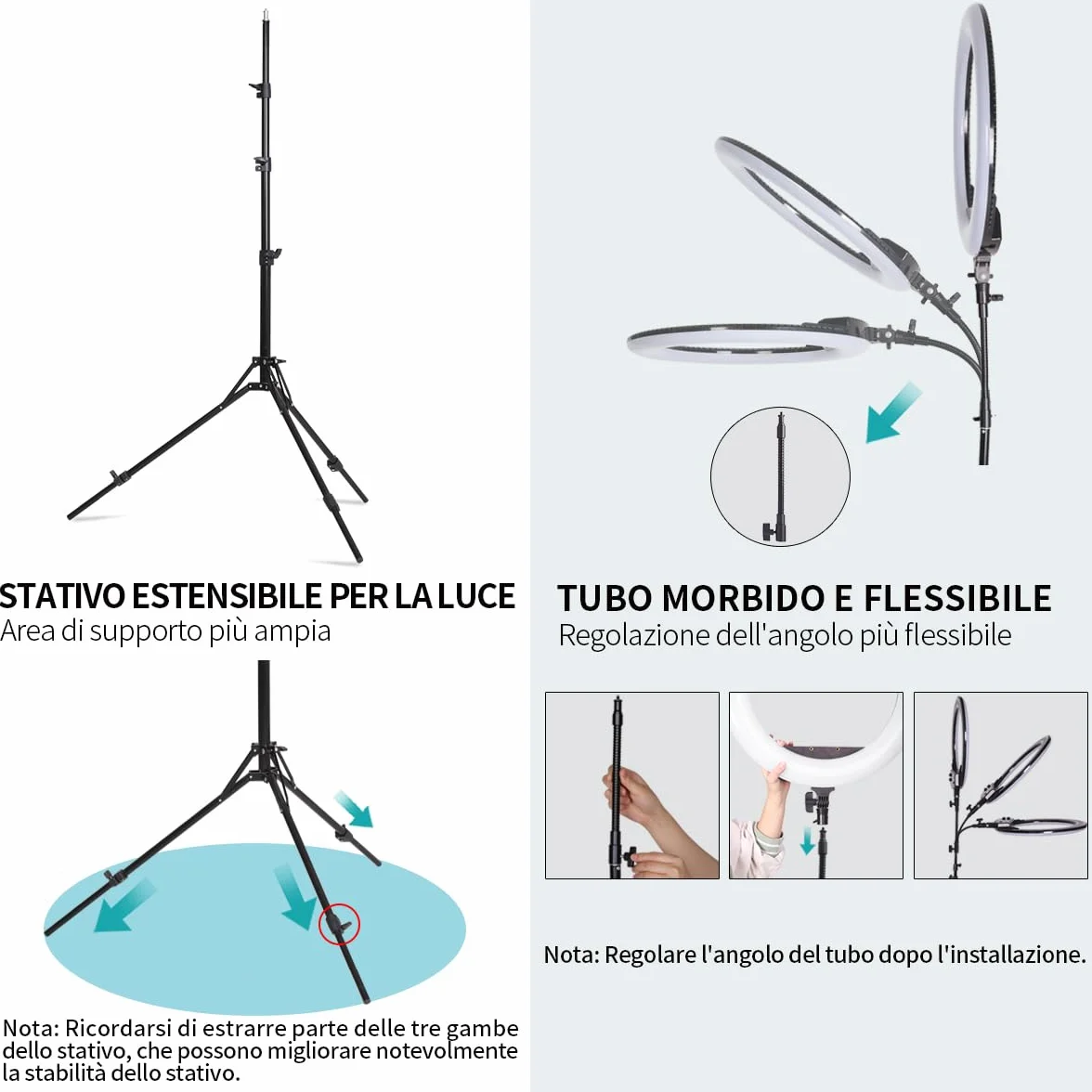 19" LED Luce Anulare Kit con Stativo, Specchio e Supporto per Telefono per La Fotografia in Studio, Ritratto, Selfies, Live Streaming, Registrazione Video, Riempimento Trucco di Bellezza