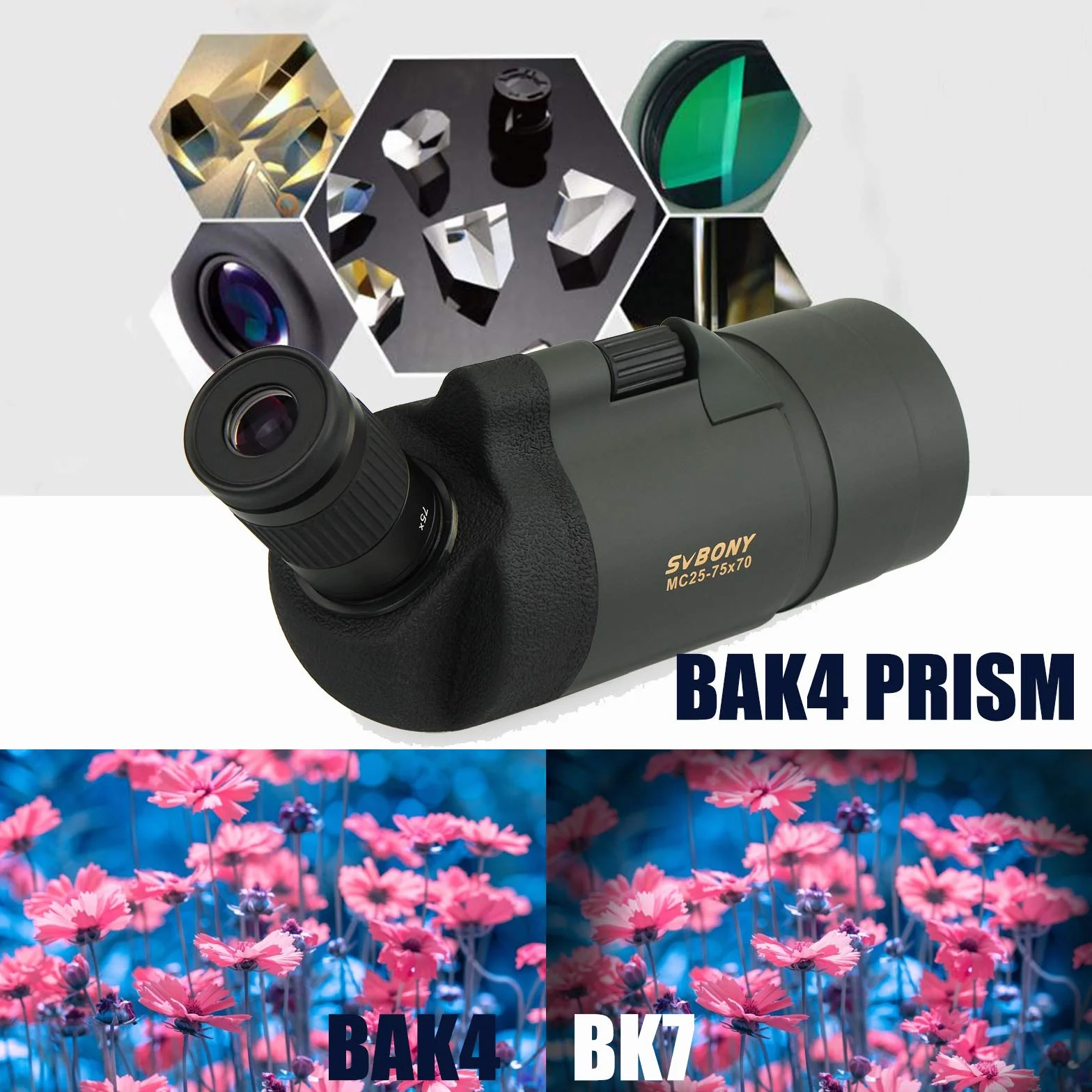 Svbony SV41 Mak Cannocchiale con telecamera WiFi e adattatore M48 a M42, 25-75 x 70 Mak Telescope, BAK4 Prism FMC Optics impermeabile con treppiede per birdwatching, tiratori sportivi Wildlife Scenery