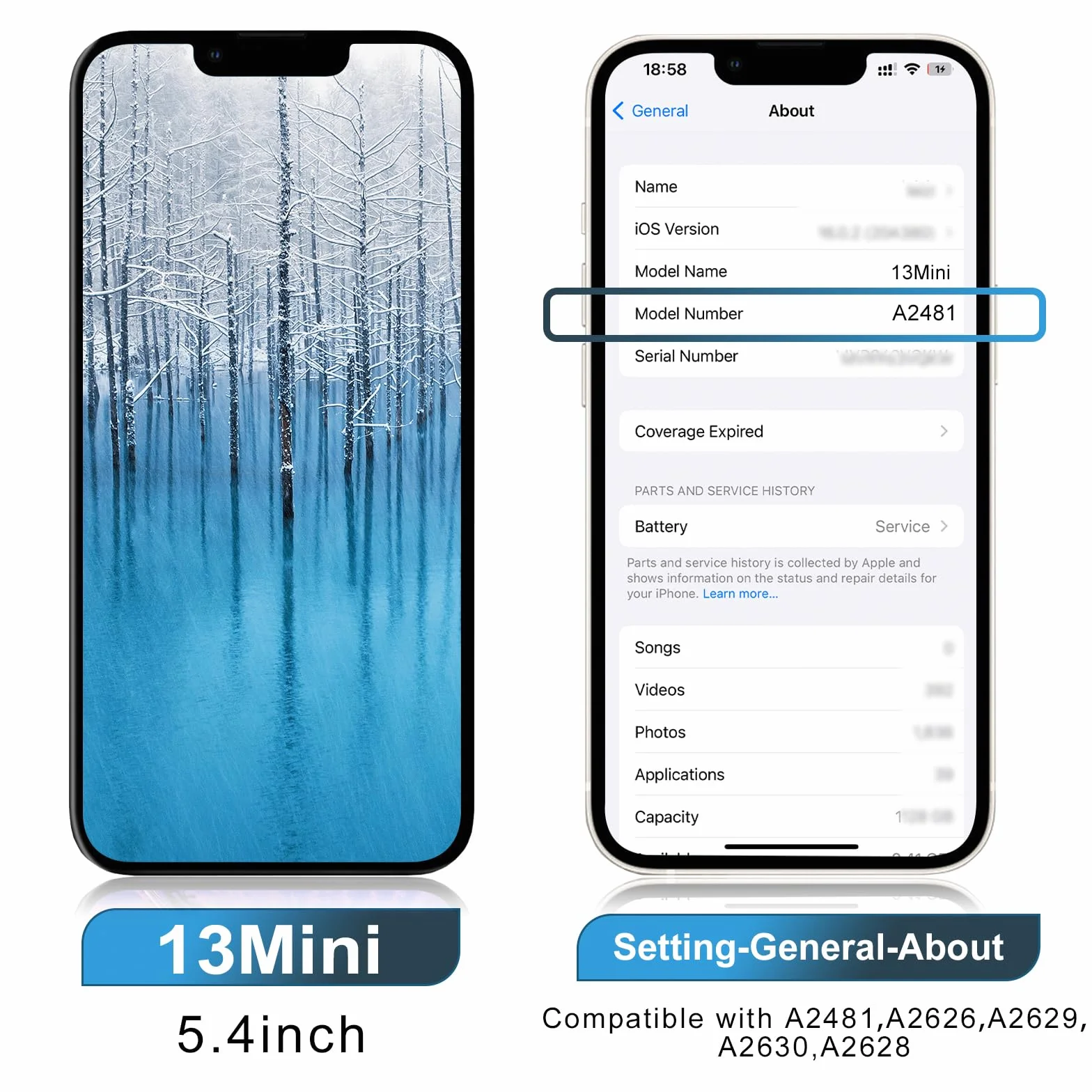 Dinow Display per iPhone 13 Mini LCD Sostituzione Schermo 5.4" LCD di Ricambio Schermo per iPhone 13 Mini(2A2628, A2481, A2626, A2629, A2630, Touch Screen per iPhone 13 Mini con Kit di Riparazione