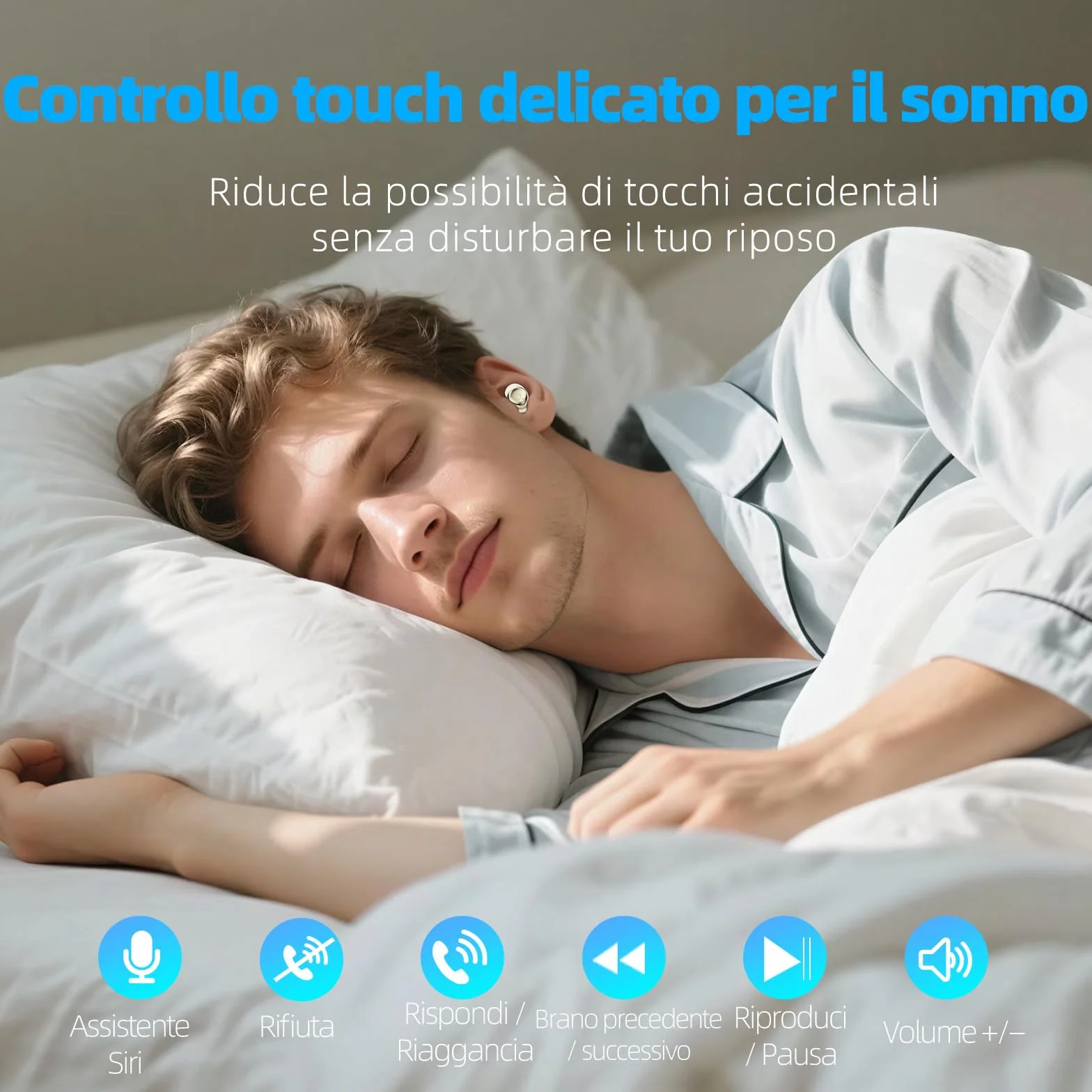 Cuffie Bluetooth, Cuffie per Dormire sul Fianco, Auricolari Bluetooth 5.4 con Doppia Modalità Sonno, 40 Ore Mini Sleep Earbuds Bluetooth, 6 modalità EQ Mini In Ear Auricolari IPX7, Display LED