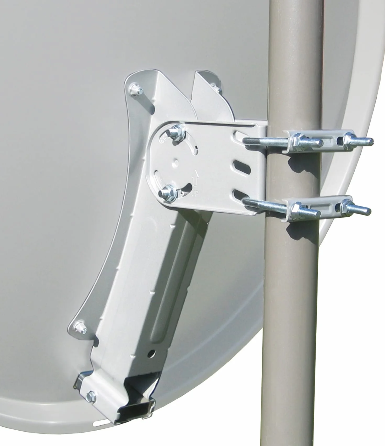 Sky Vision Ideal 65 – Parabola in alluminio brillante RAL 7035 (40 mm feed, 32 – 60 mm gancio, 65 x 60 cm riflettore dimensioni, in alluminio, elevazione della Scala, semplice e veloce)