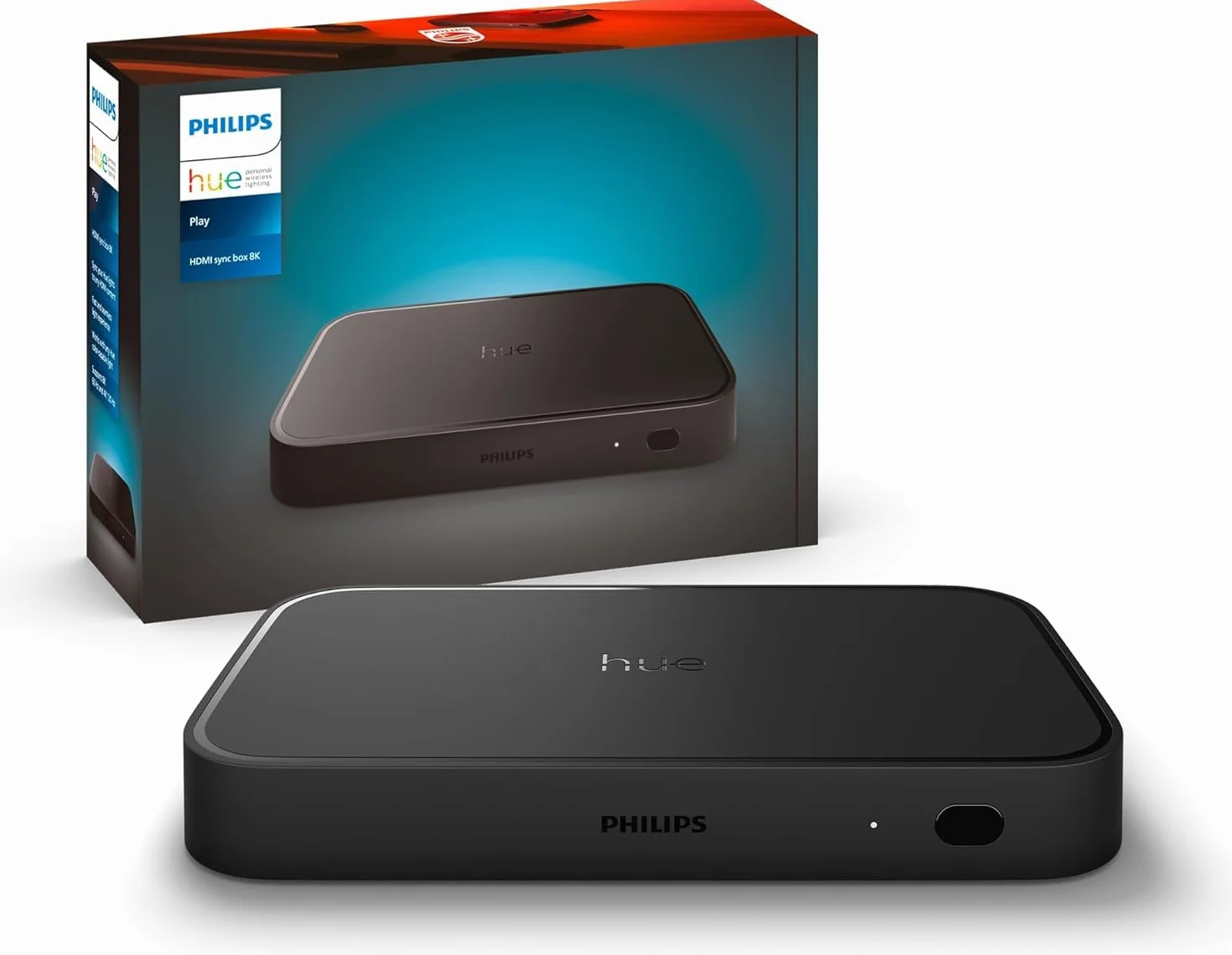 Philips Hue Play HDMI Sync Box 8K - Smart hub che sincronizza fino a 10 luci Hue - Hub luci che richiede Hue Bridge - Supporta Dolby Vision HDR10+ - Controllo con app Hue per luci smart
