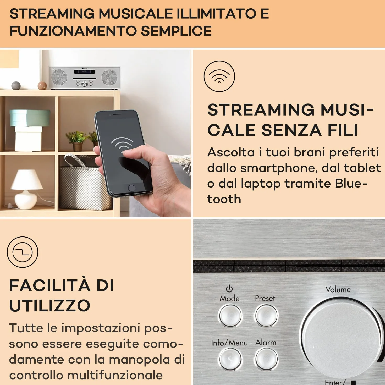 Silver Star Radio Portatile Ricaricabile DAB/FM/DAB+ Bluetooth CD Altoparlanti Stereo Display LCD Streaming MP3 Radiosveglia Vintage Legno
