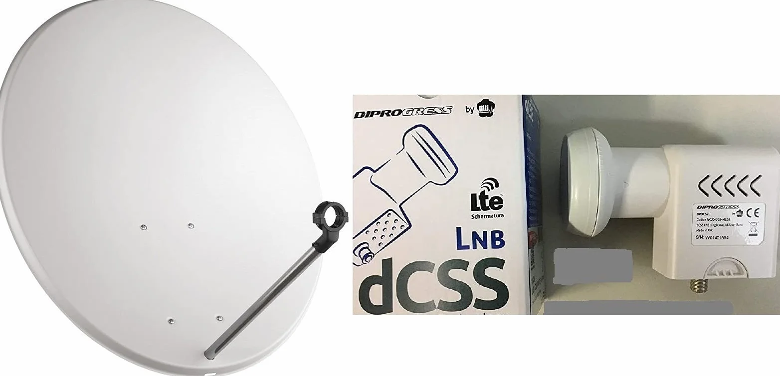 PARABOLA SAT SATELLITE 80 CM CON LNB SCR ALTA QUALITA' PER SKY TIVU' SAT