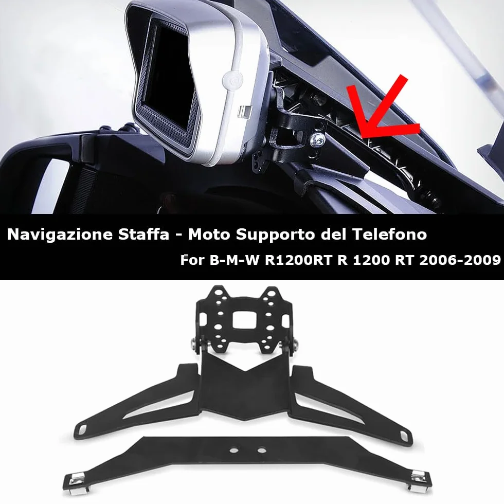 R1200RT 2005-2009 Moto Navigazione Staffa Anteriore Supporto del Telefono GPS per R1200 RT R 1200 RT 2005 2006 2007 2008 2009 -Nero