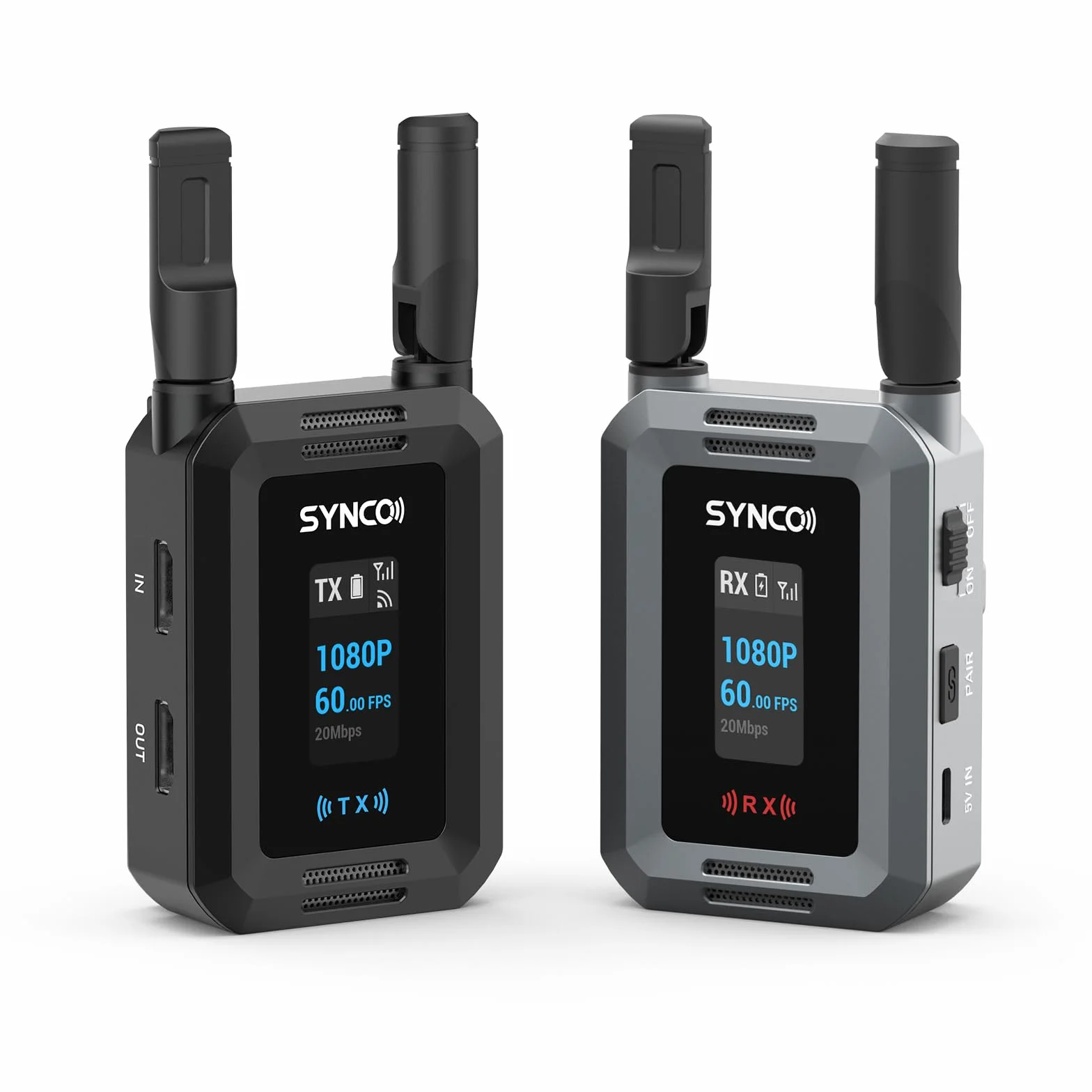 SYNCO Sistema di Trasmettitore Video Wireless HD port 1080P 60FPS, XVision Trasmettitore e Ricevitore HD con Doppia Uscita HD port e Loop Out Latenza 0.04s 300m per Live Streaming Fotoripresa