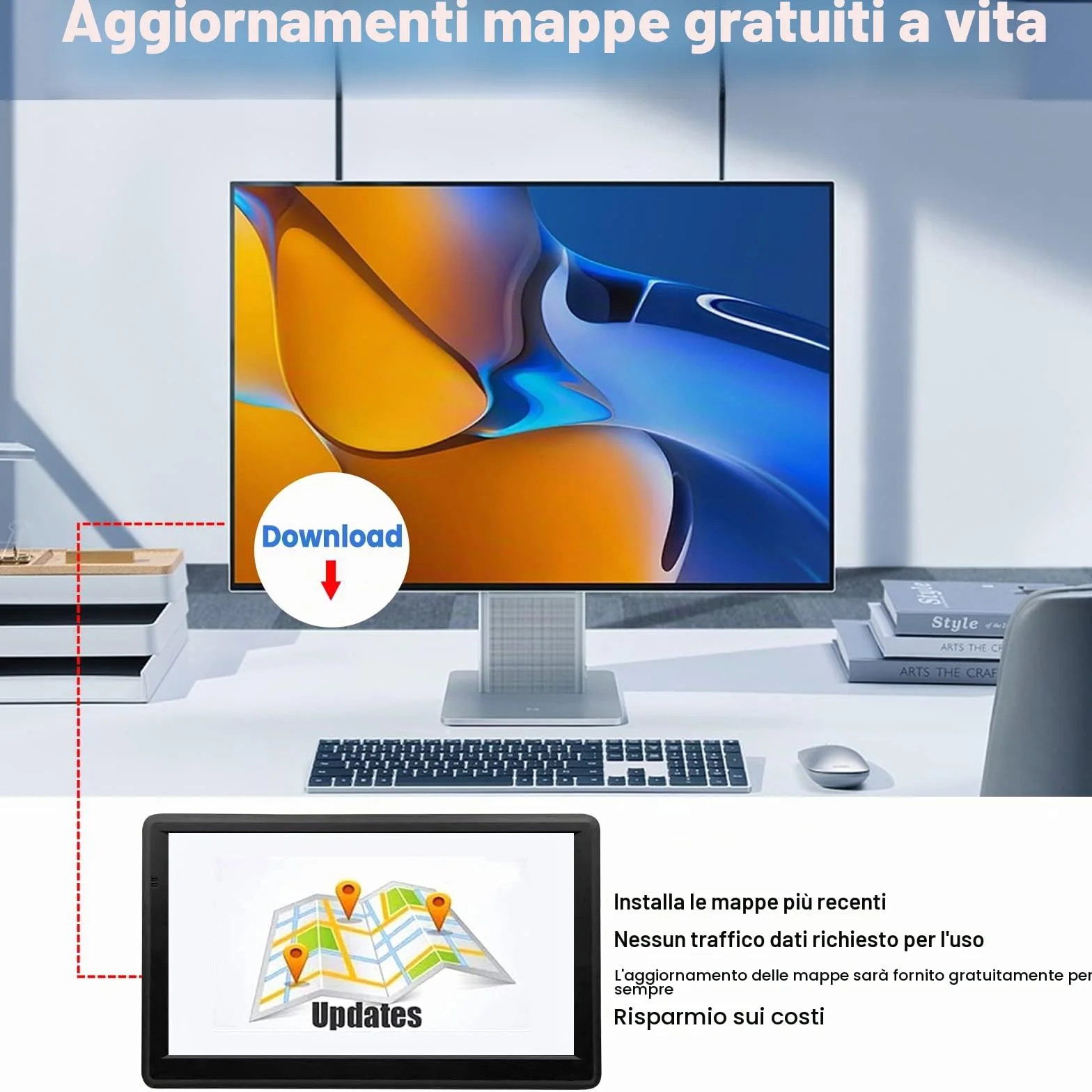 GPS 7 Pollice Navigazione Auto con HD Touch Screen, Multi-Languages Guida e Mappe EU, Info Traffico, per Camion Campeggio