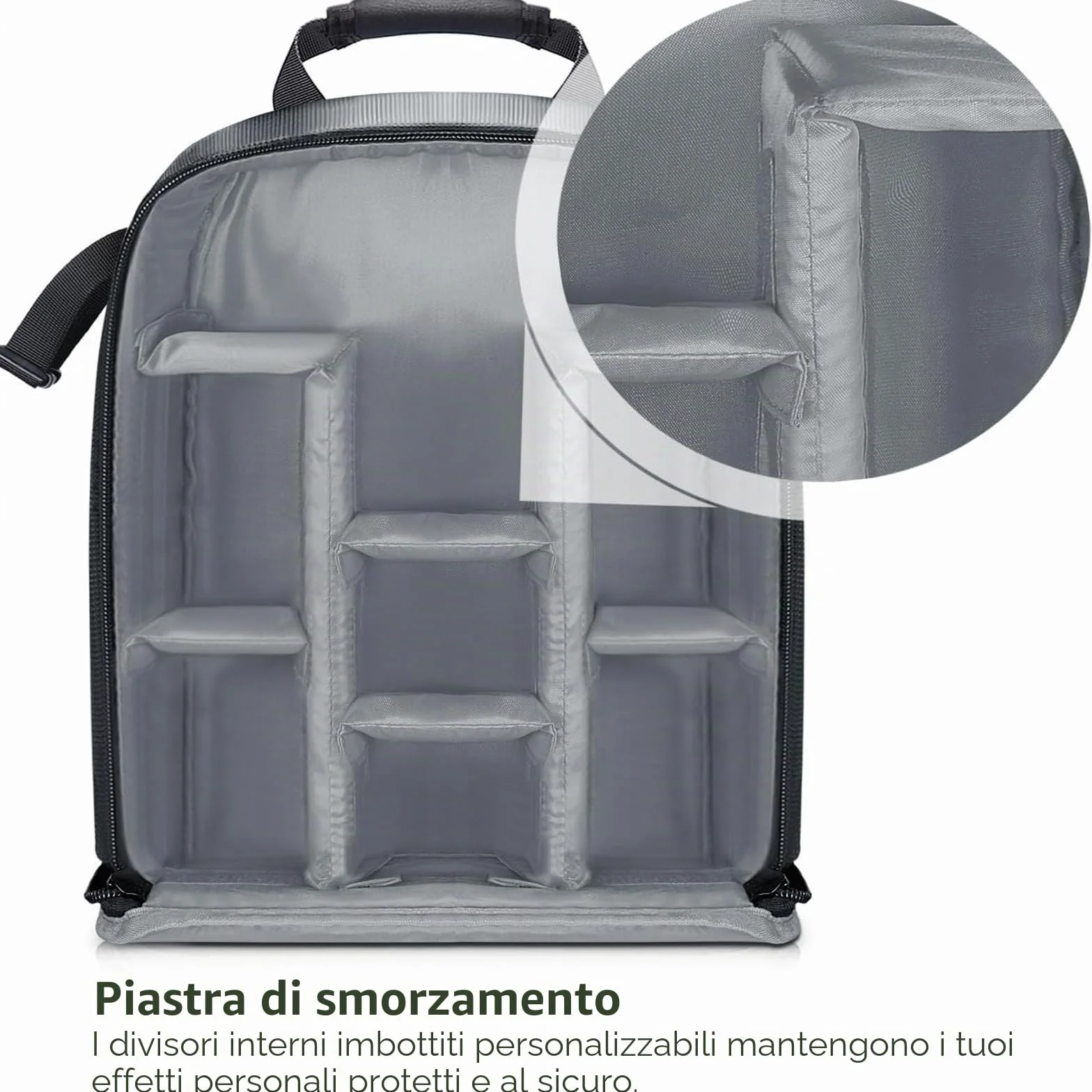 Neewer, Zaino imbottito flessibile per fotocamera, antiurto, con scomparti, per fotocamere SLR, reflex, mirrorless e relativi obiettivi, flash, telecomando per scatto a distanza (grigio all’Interno)