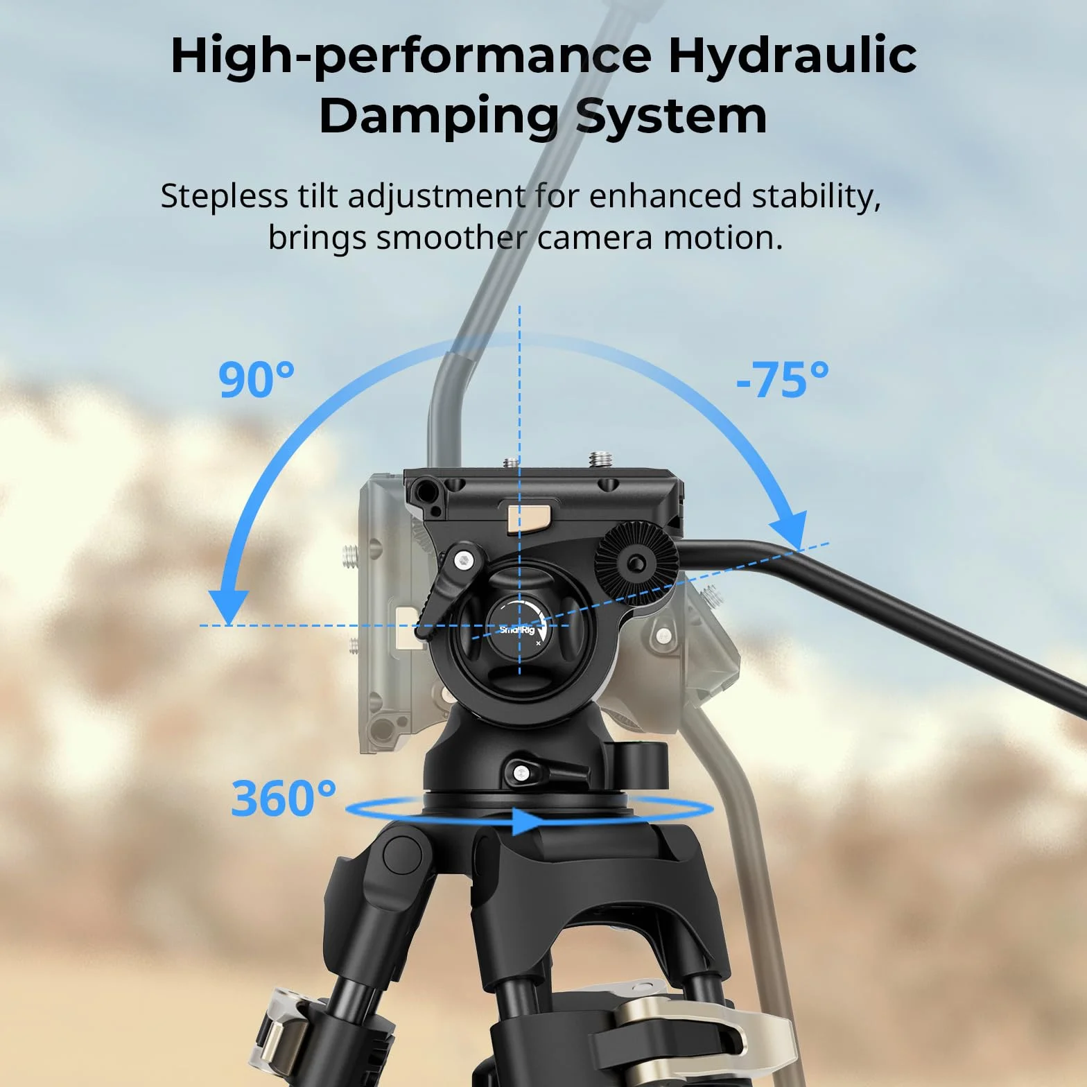 SmallRig AD-01S - Treppiede video da 74 pollici con testa del fluido di inclinazione e inclinazione, piastra a sgancio rapido in modalità doppia, carico fino a 13,2 libbre/6 kg per DSLR, videocamera