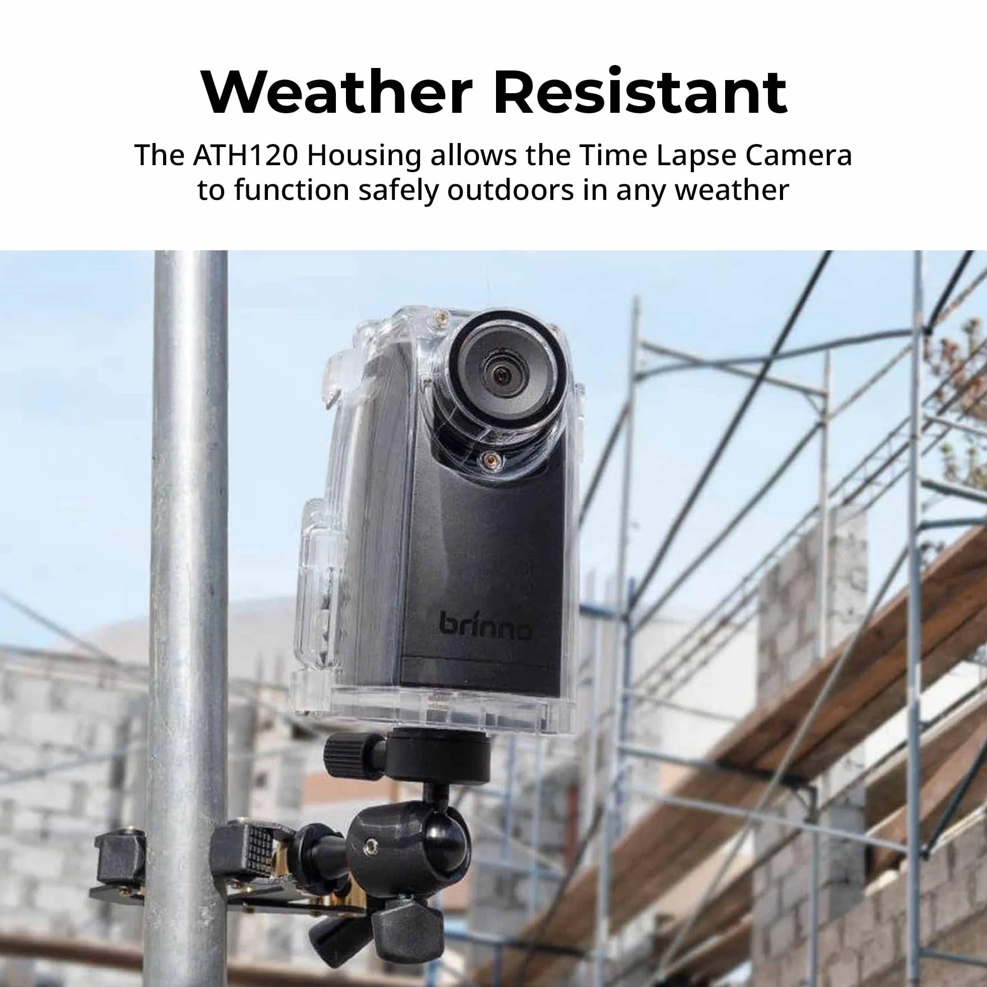 Brinno ATH120 Custodia Resistente agli Agenti Atmosferici IPX4 per Camera Brinno Time Lapse TLC200 Pro, Trasparente