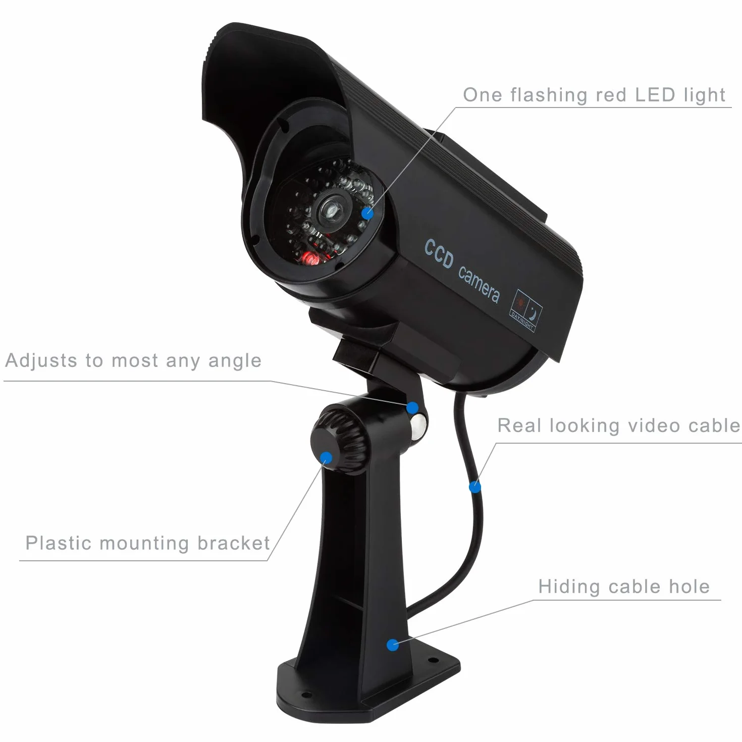Telecamera Finta 4 Pezzi, Telecamere Fittizie Esterno/Interno con LED Lampeggiante CCTV