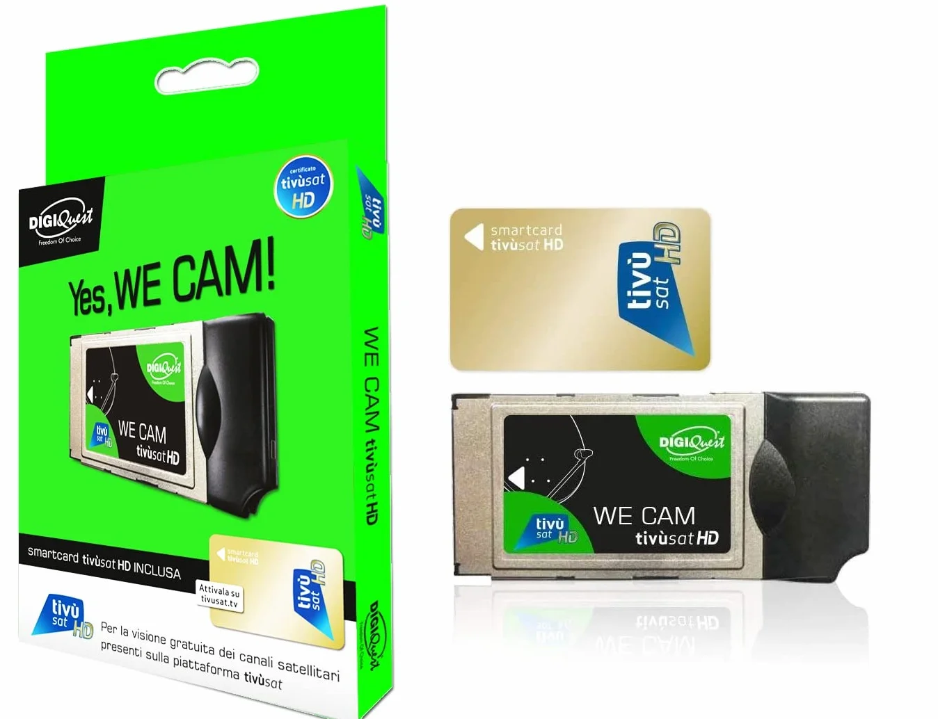 DIGIQUEST We CAM Tivùsat HD certificata | Accesso ai canali HD | Installazione Facile e Veloce | Ideale per amanti di cinema e sport | Smartcard Tivùsat inclusa da attivare
