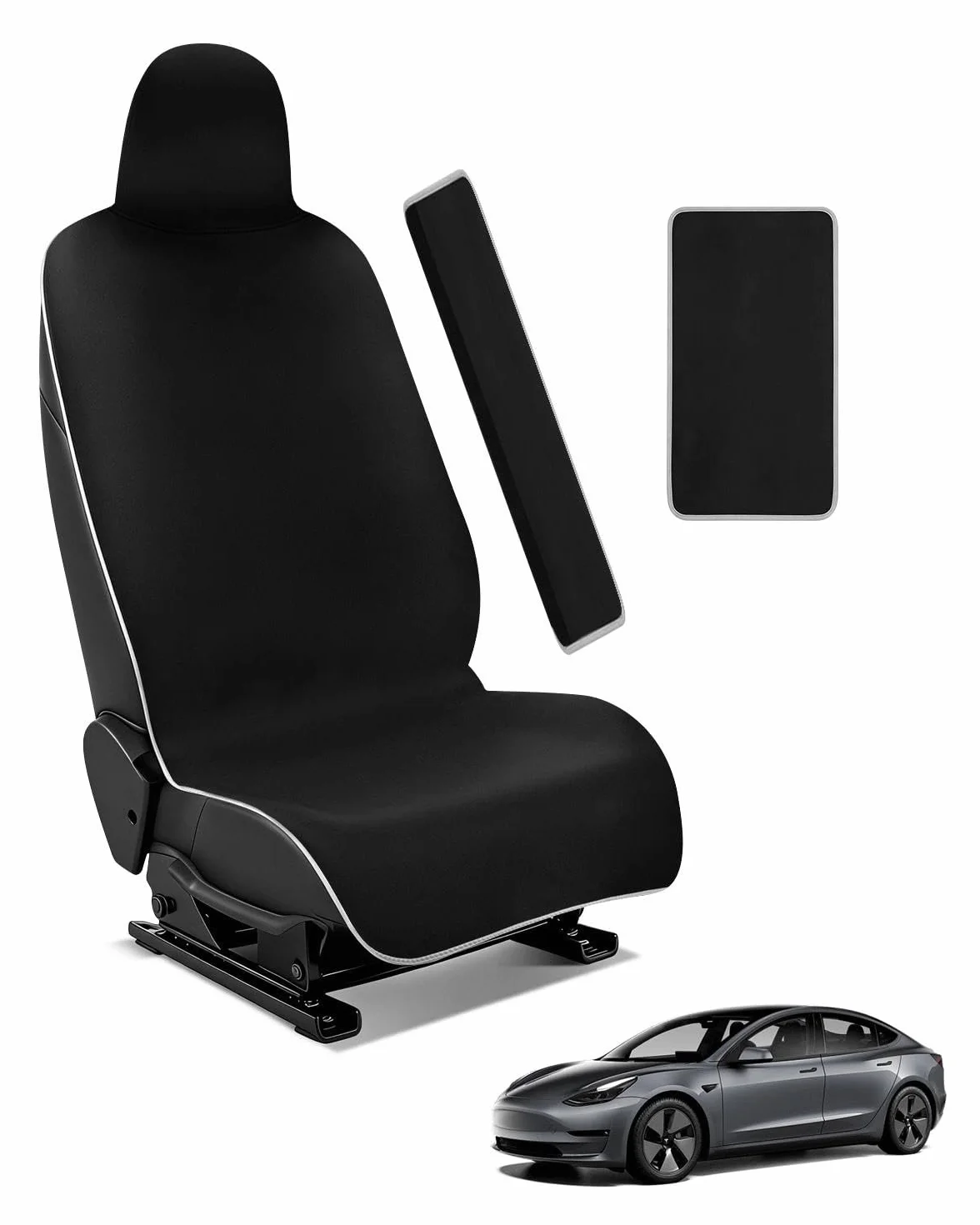Coprisedile auto impermeabile neoprene Tesla Model Y/3 sedili anteriori antiscivolo nero