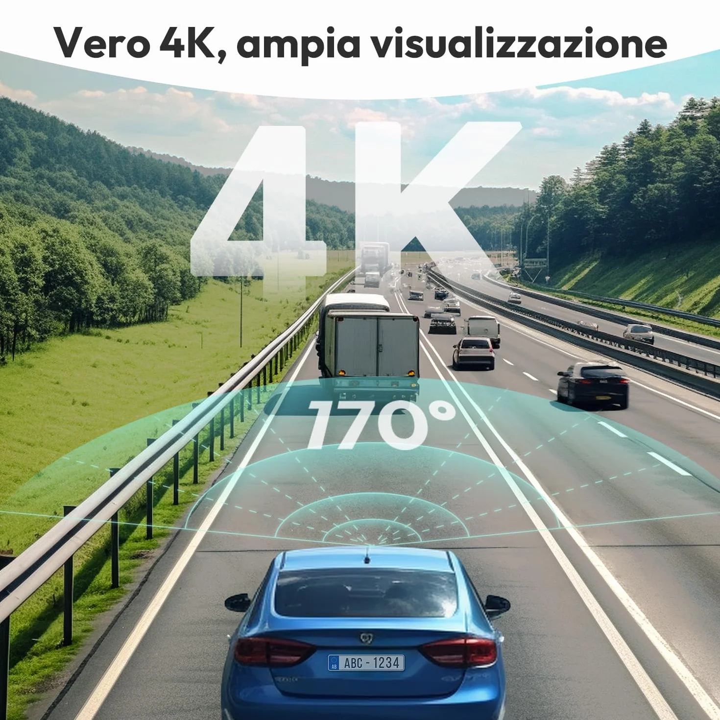 BOTSLAB Dash Cam Auto 4K+1080P con GPS e WiFi, Telecamera Auto Fronte/Retro SD 64GB inclusa, ADAS, Visione Notturna, Grandangolo 170°WDR, IPS da 2,45",Registrazione in Loop, Parcheggio 24 (G980H)