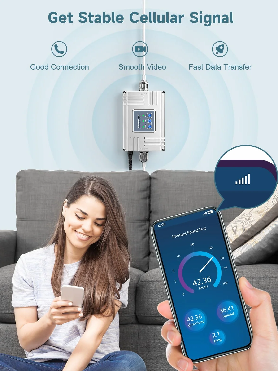 Amplificatore di Segnale Cellulare 5G 4G 3G Banda 1/3/8 Per Iliad, Vodafone, TIM ecc. Ripetitore 4G Supporta l'utilizzo da Parte di Più Utenti, Migliora la Copertura Della Rete Mobile a Casa/Ufficio