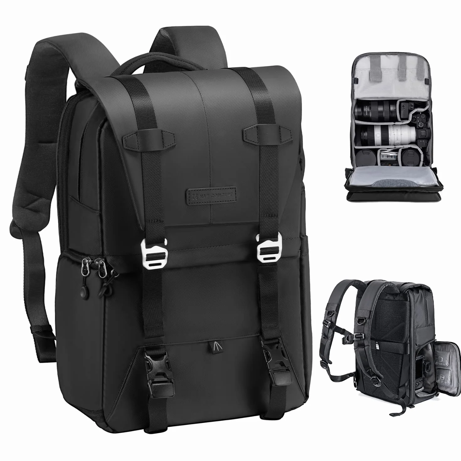 K&F CONCEPT Zaino per Fotocamera Professonale, 20L Borsa Fotocamera Fotografia Portatile, Multifunzionale Zaino Fotografico con Copertura Antipioggia, Scomparto per Laptop da 15.6 Pollici
