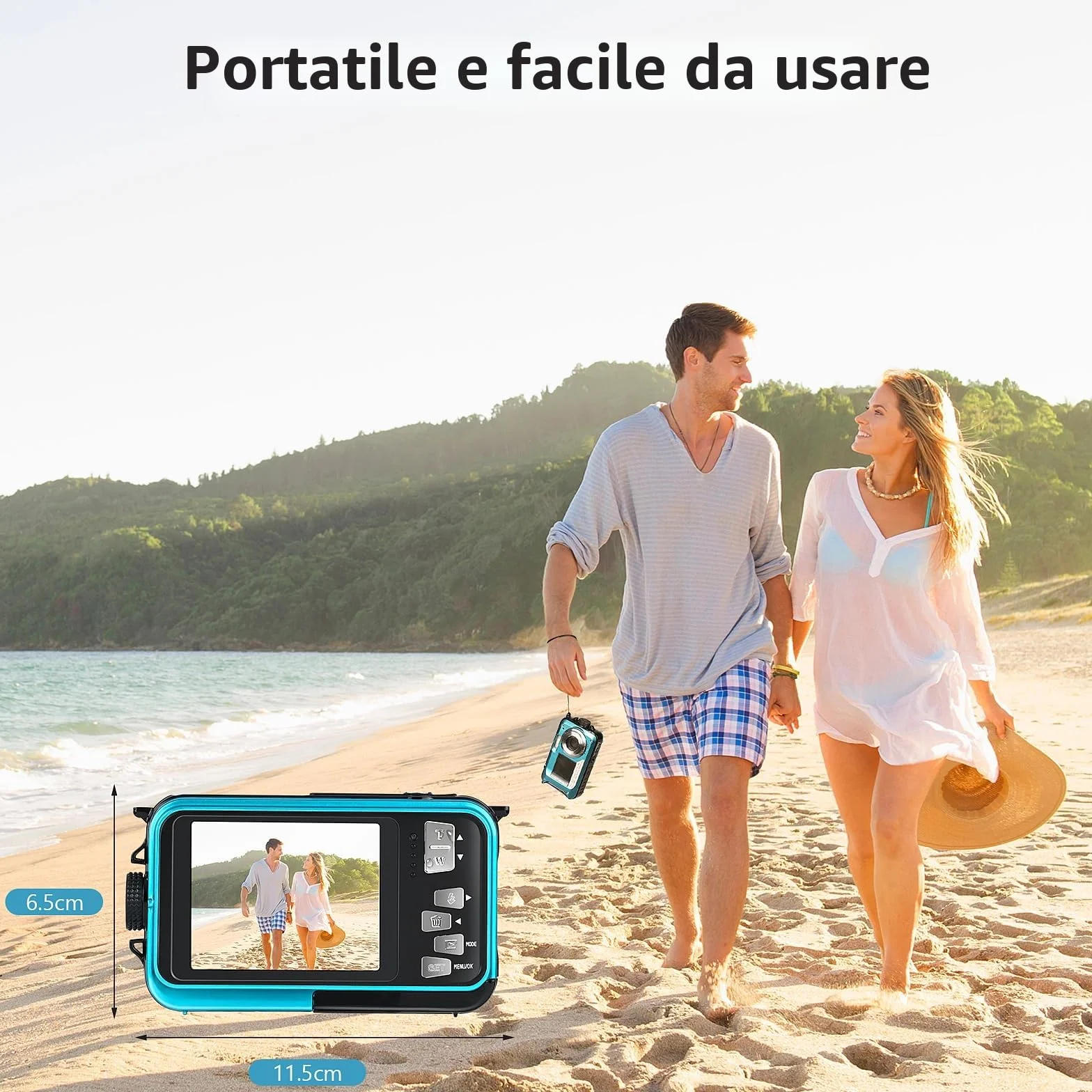 Macchina Fotografica Subcquea, Comius Sharp Fotocamera Subacquea Digitale 10FT 30MP Photo FHD Video 16X Digital Zoom con Scheda di Memoria da 32G per Selfie Subacquei, Nuoto, Immersione