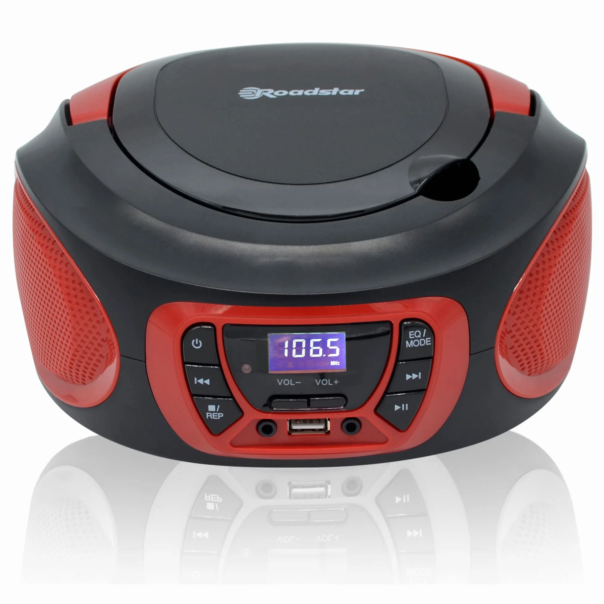 Roadstar Radio portatile stereo FM + CD - MP3 player e ingresso USB rossa
