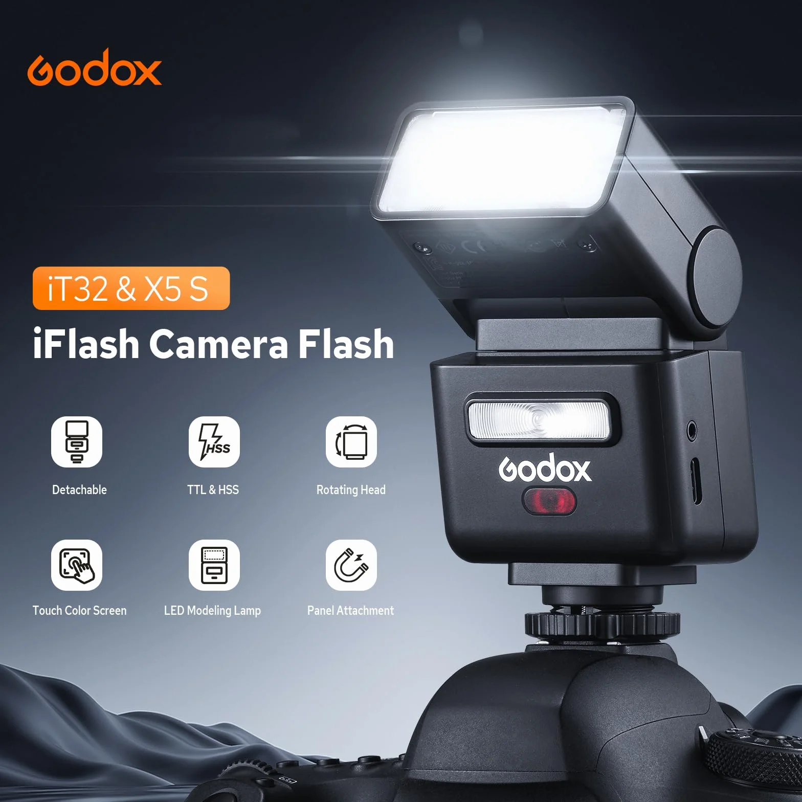 Godox iT32 Flash con X5 S Trigger per Sony, 2.4G Wireless HSS 1/8000s TTL Speedlite iT32 S con ricevitore integrato, batteria al litio e diffusore, slitta a contatto magnetico