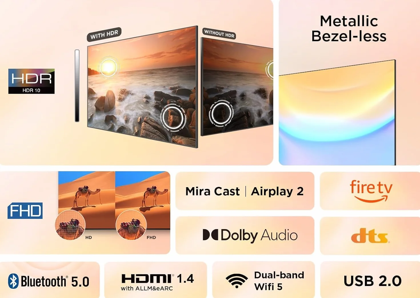 TCL 40SF540 TV 40" Full HD HDR e HLG Fire TV, Dolby Audio DTS Virtual: X, Design Bezel Less, Controllo Vocale, Bluetooth 5.0
