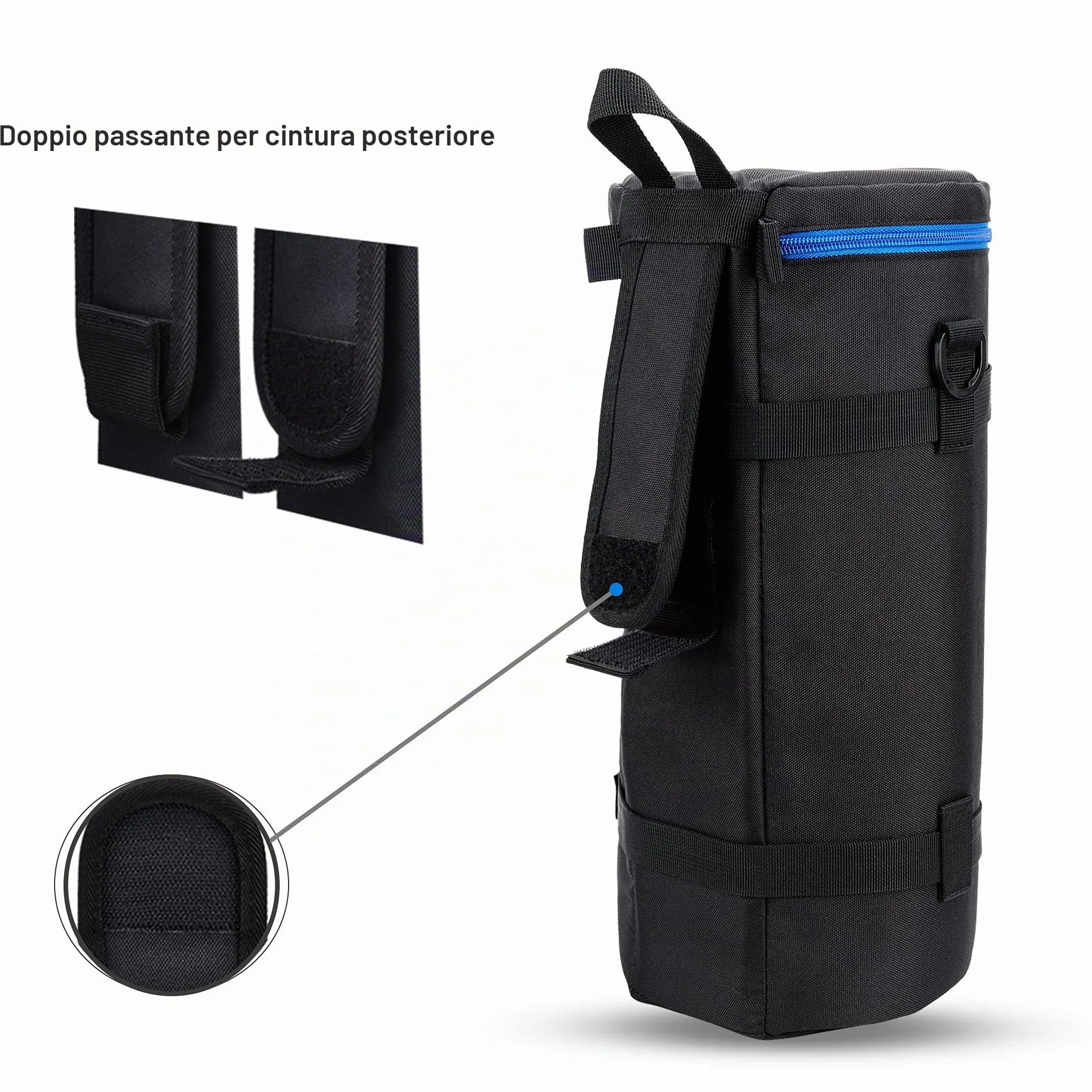 JJC Custodia per obiettivo Deluxe per Sony FE 200-600 mm F5,6-6,3G OSS, accessori per lenti impermeabili, custodia protettiva con tracolla e cuscino rimovibile, dimensioni interne 5,5 pollici x 14,5