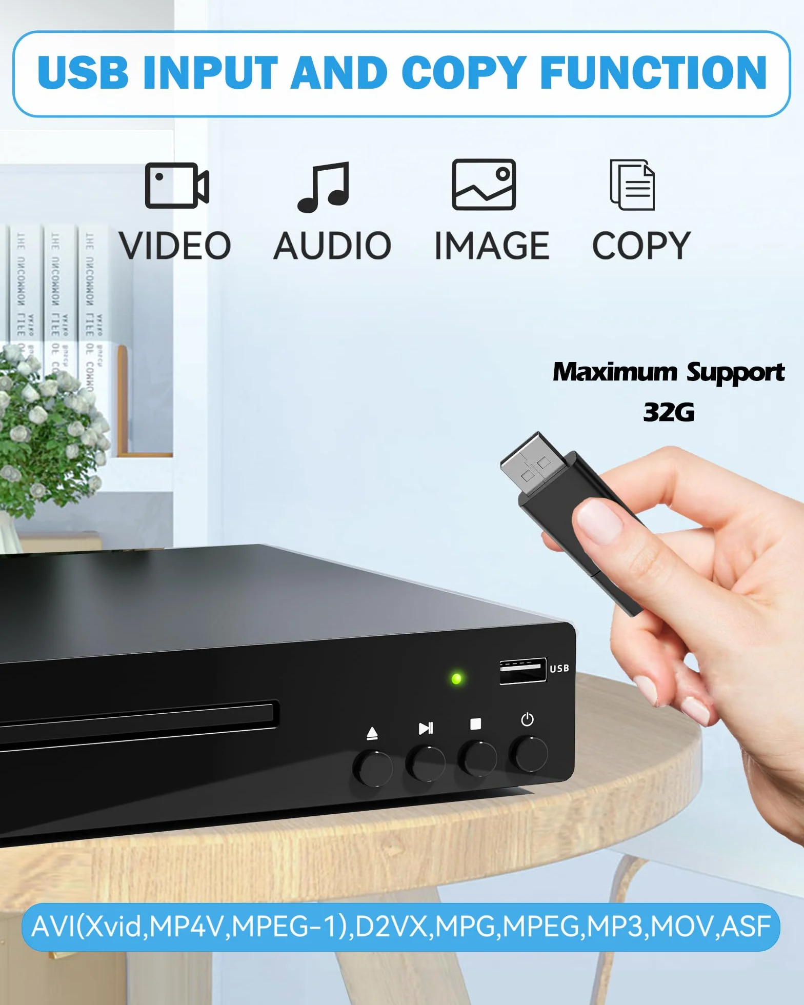 Lettore DVD per la Casa con HDMI, DVDs Lettori di Tutte le Regioni per TV, RCA, USB, Telecomando, Supporto 1080P, NSTC/PAL, Memoria Breakpoint. Lettore DVD per TV Nero Metallizzato