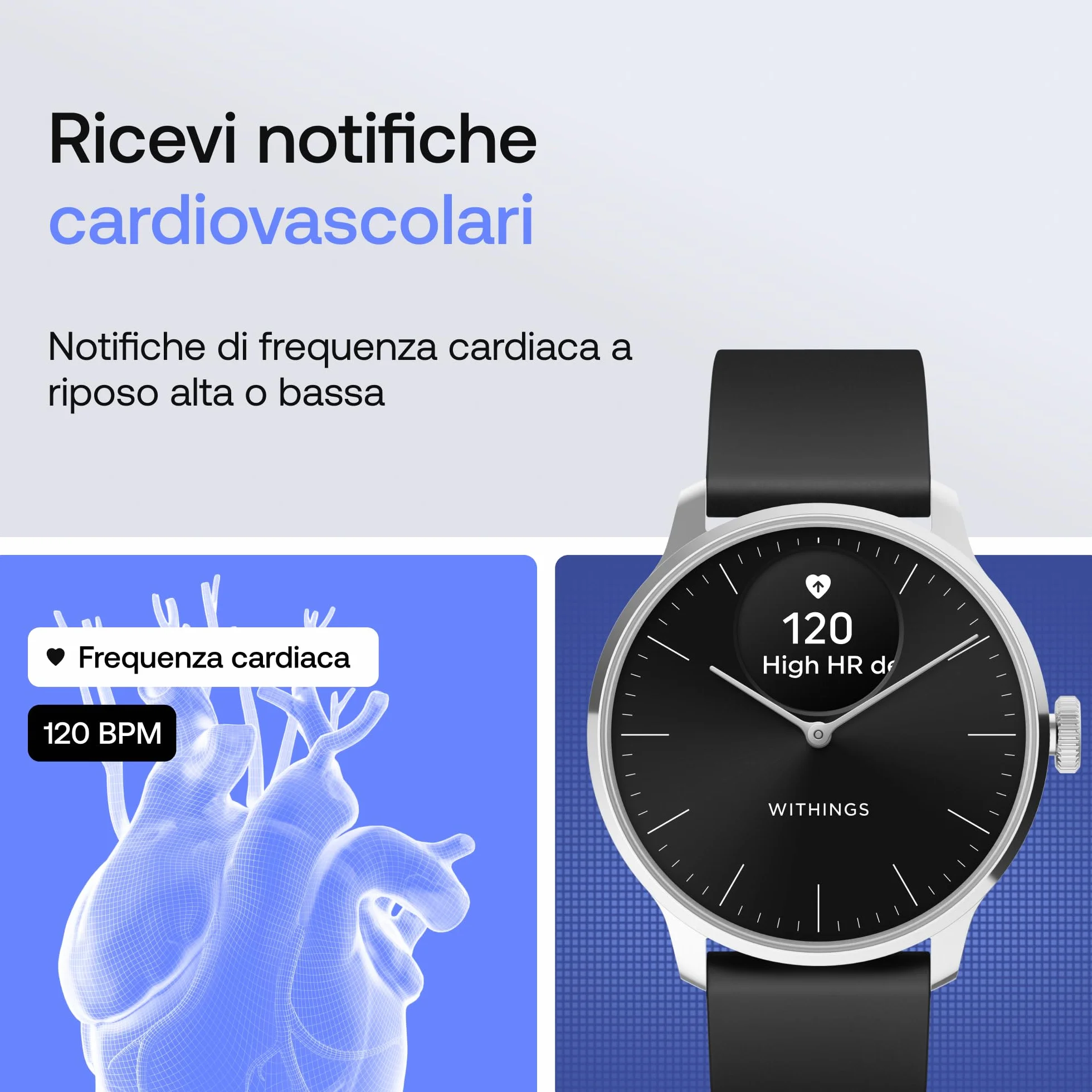 Withings ScanWatch Light - Smart Watch ibrido con monitoraggio della frequenza cardiaca, fitness tracker, monitoraggio del ciclo, monitoraggio del sonno