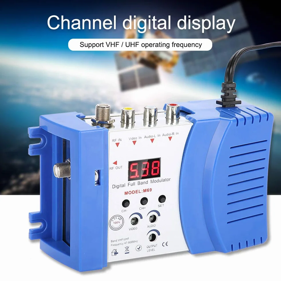 VBESTLIFE Modulatore RF AV-RF Convertitore AV-TV VHF/UHF per ricevitori satellitari videocamere CD VCR Dvd Spina UE