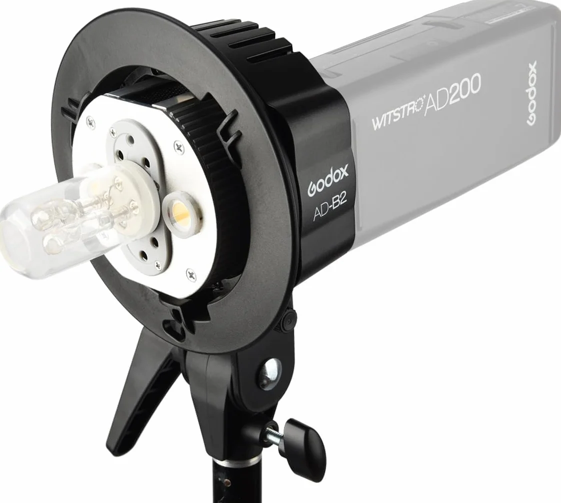 Godox AD-B2 AD200 Testa flash a doppia alimentazione Bowens Mount Staffa a testa doppia a doppio tubo per AD200 Flash Speedlite portatile