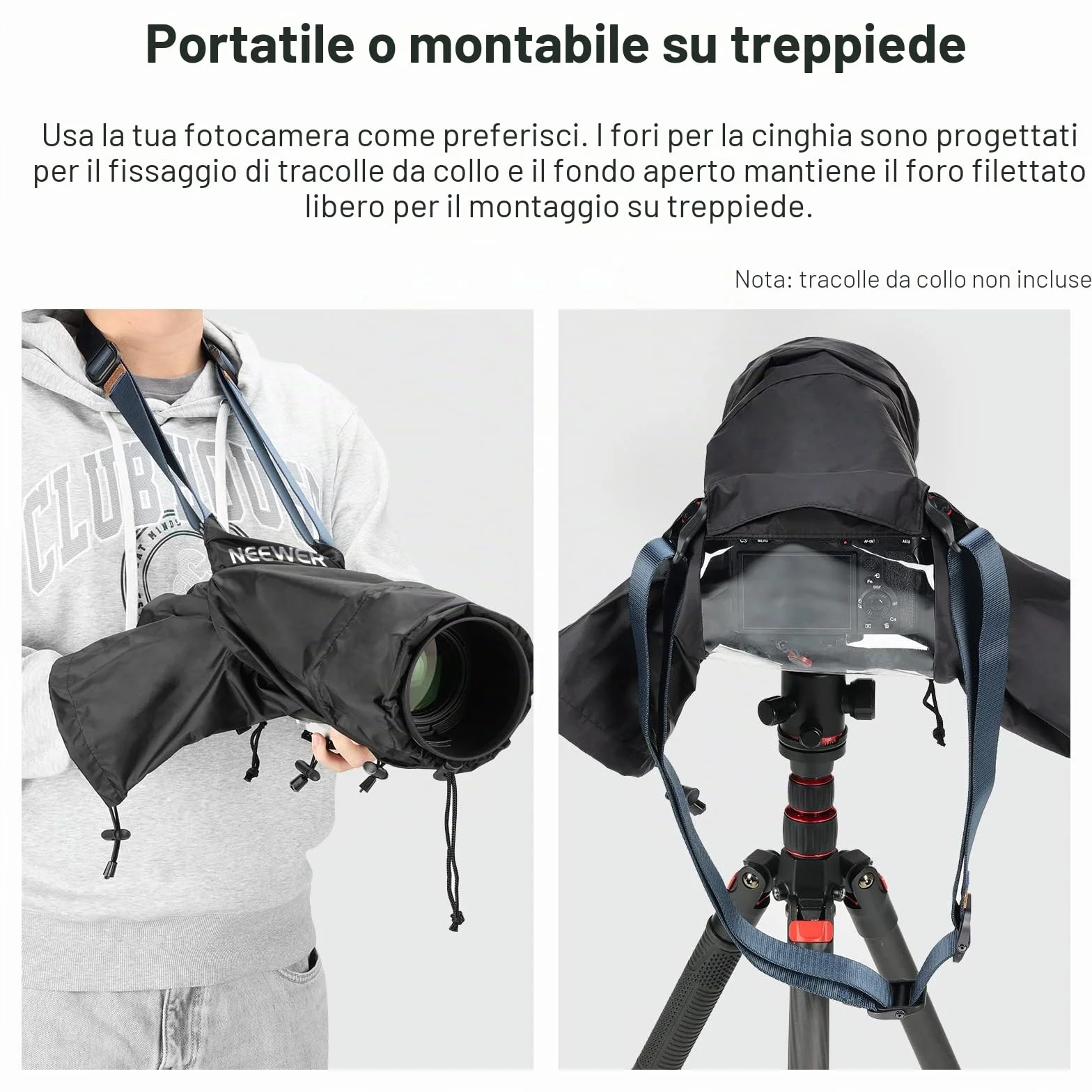 NEEWER Copertura Antipioggia per Fotocamera, Impermeabile in Nylon Resistente di Piccole Dimensioni Compatibile con Canon Sony Nikon DSLR Mirrorless Vlog Camera e Obiettivi Entro 200mm, PB003