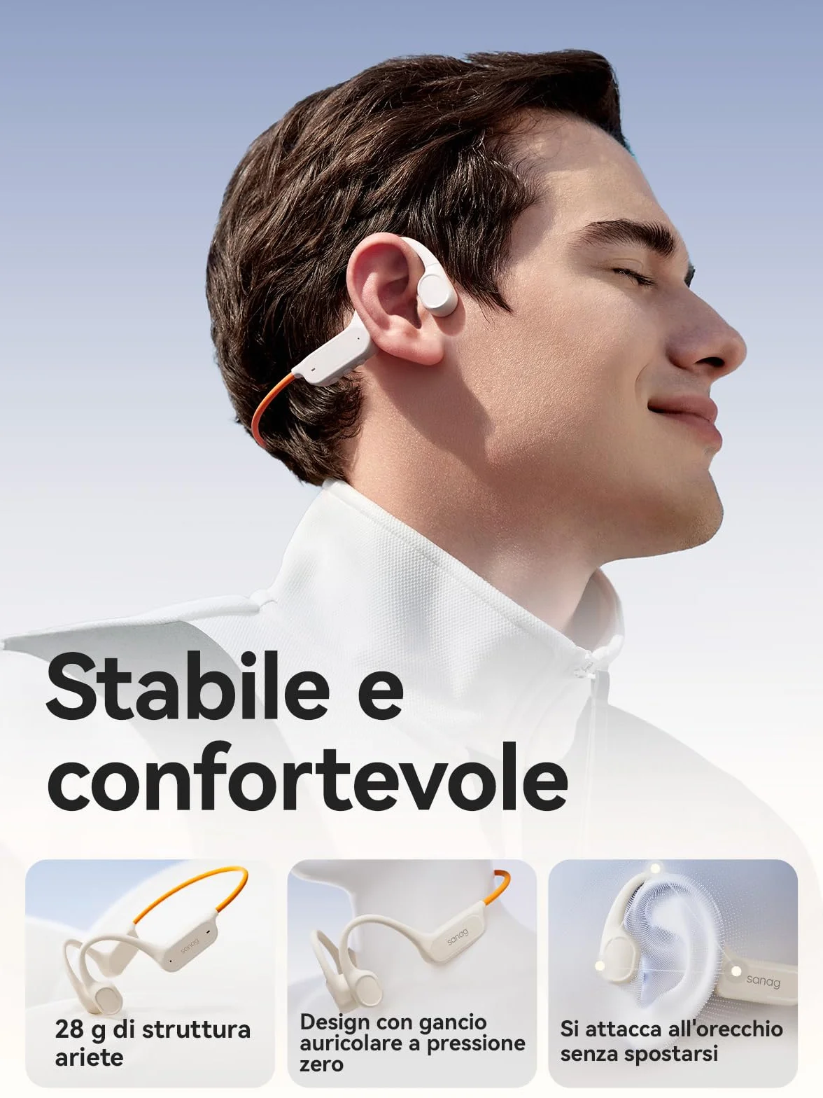 SANAG B33S Cuffie Conduzione Ossea Nuoto, Cuffie Subacquee per Piscina IPX8 Impermeabili con Wireless Bluetooth, Microfono, Lettore MP3 da 32G, 8 Ore di Riproduzione, Auricolari Nuoto Musica, Nero