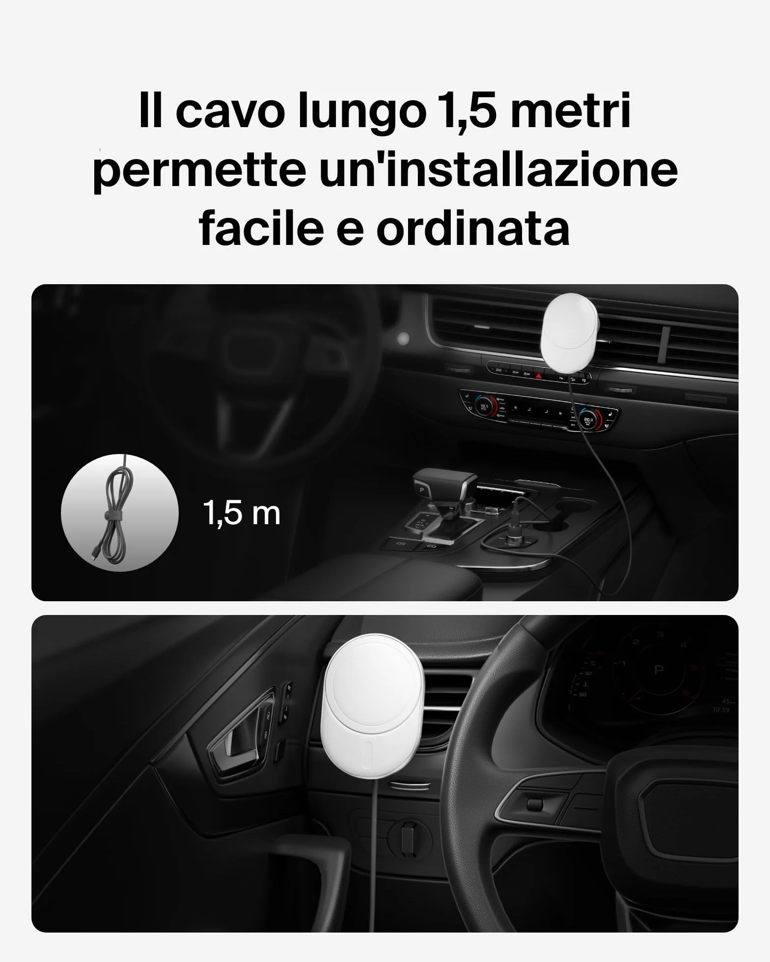 Belkin BoostCharge Pro Caricabatteria da Auto Wireless Magnetico con Qi2 da 15W, Caricatore Compatibile con MagSafe per iPhone 17, Air, Pixelsnap, 16, Cavo e alimentatore USB-C da 20W incluso