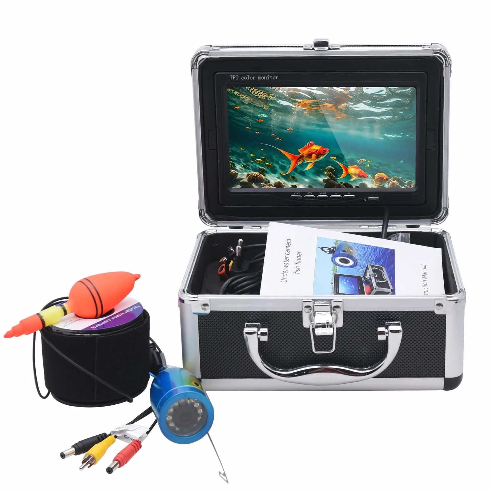KAOLALI Fotocamera da Pesca subacquea, 7''Fotocamera di Rilevatore di Pesci Schermo LCD HD 1080P Fotocamera subacquea Pesca Impermeabile per Pesca sul Ghiaccio Lago e Barca Cavo 15/30/50M