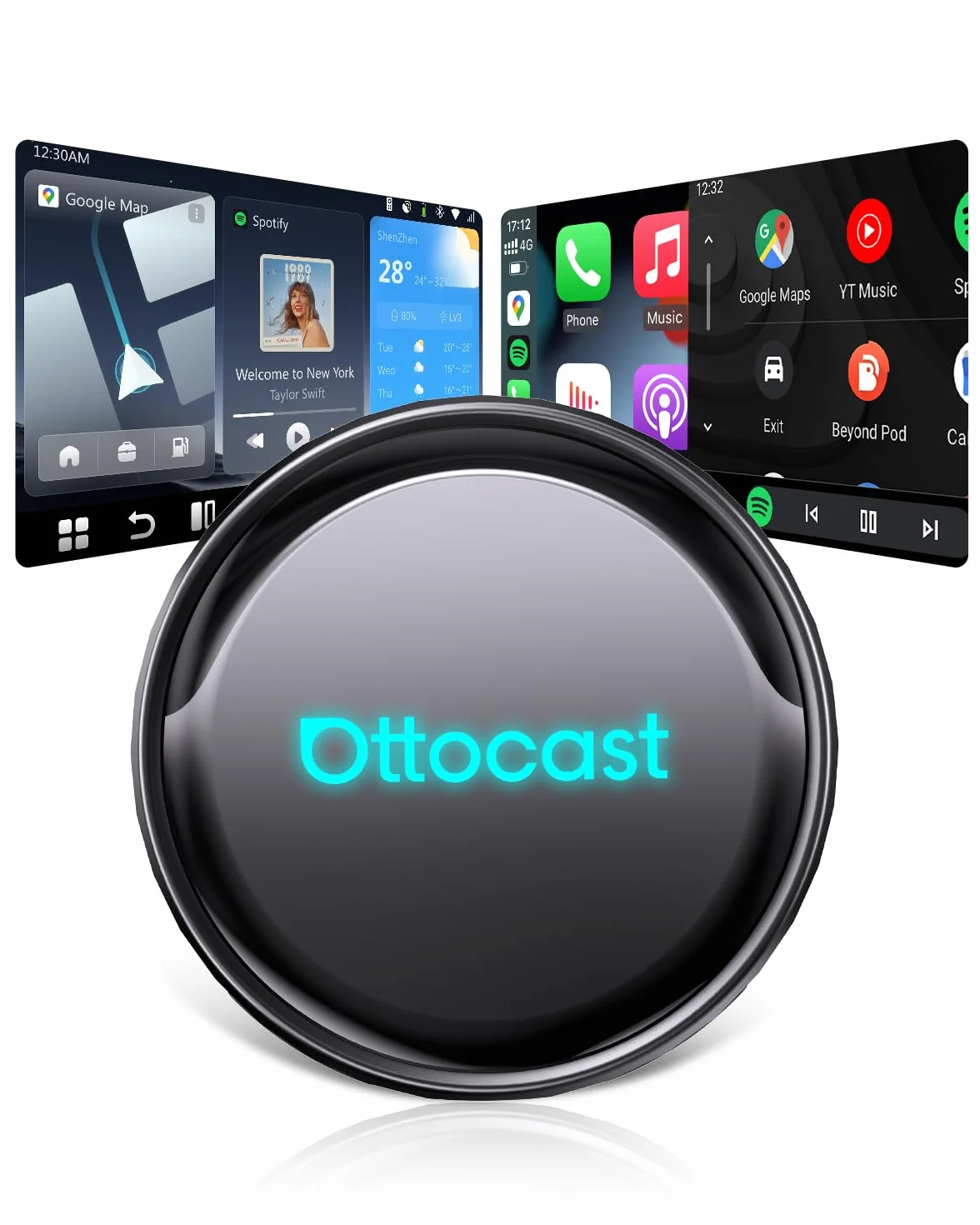(2026 Nuovo) OTTOCAST P3 Pro CarPlay AI Box, 3-in-1 Wireless Adattatore CarPlay & Android Auto con Uscita HDMI, 8GB+128GB, Schermo Diviso, App Scaricare, Aggiornamento OTA per Auto con CP/AA Cablati