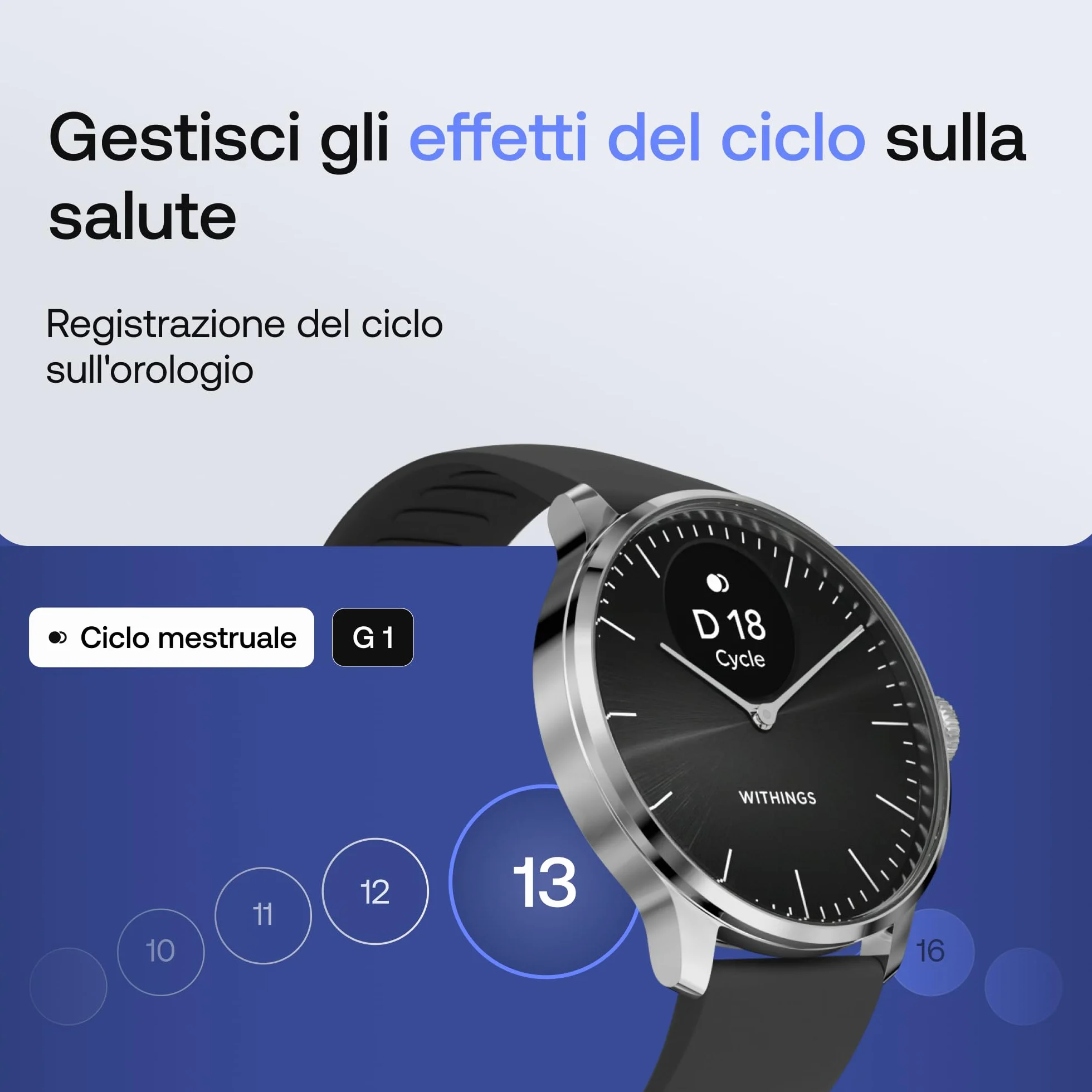 Withings ScanWatch Light - Smart Watch ibrido con monitoraggio della frequenza cardiaca, fitness tracker, monitoraggio del ciclo, monitoraggio del sonno
