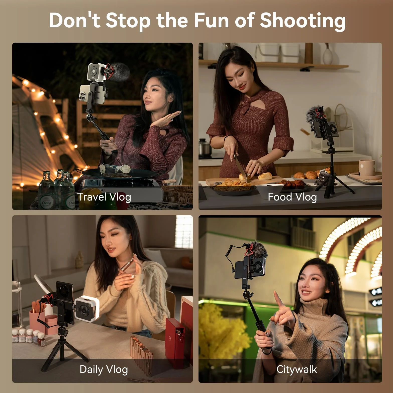 SMALLRIG Kit di Vlogging per iPhone, Kit di Creazione di Contenuti, Attrezzatura per la Registrazione Video, con Treppiede, Supporto, Luce e Microfono - 4369