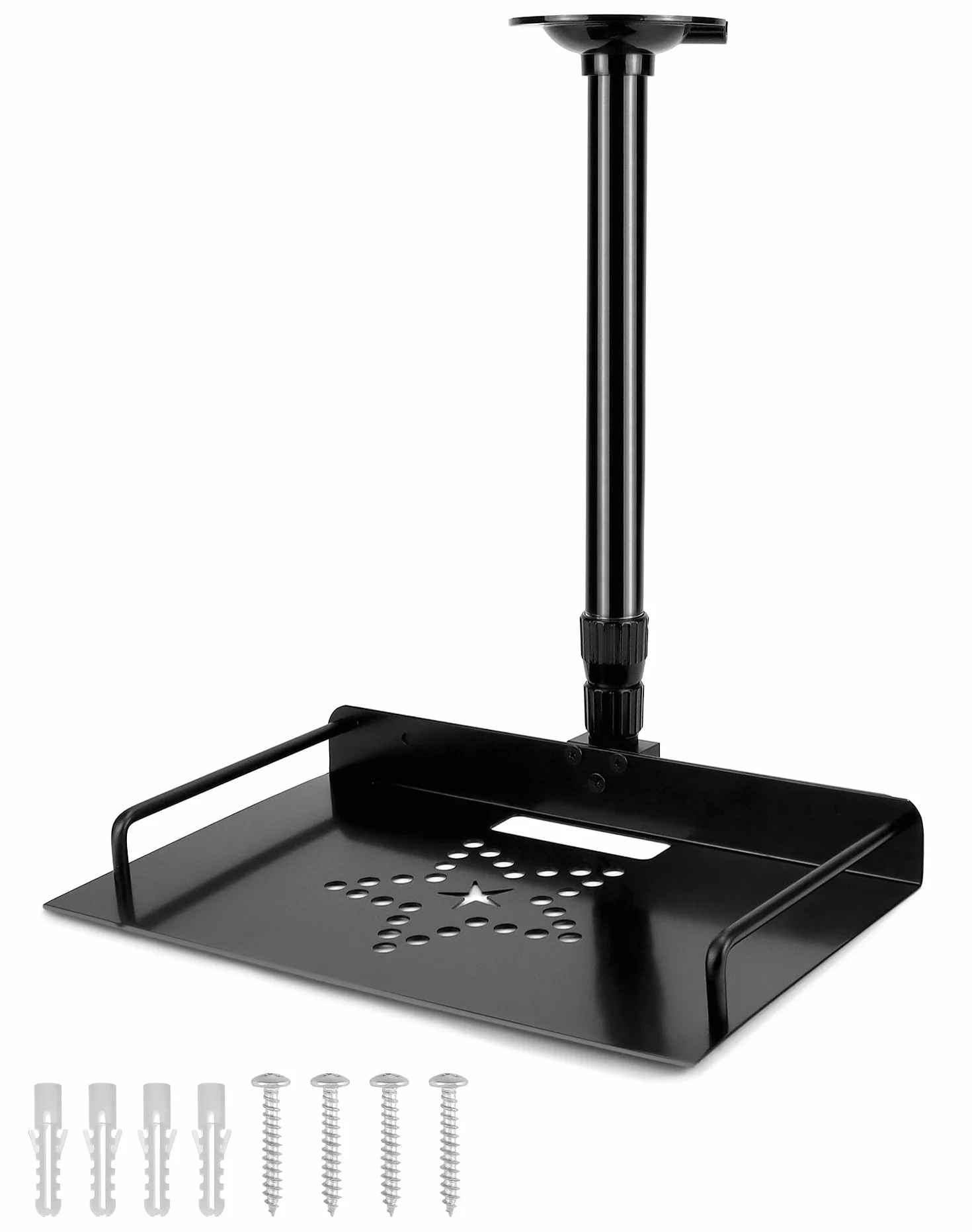 QWORK® Supporto per proiettore a soffitto con guidacavo integrato, regolabile in altezza 30-60 cm - capacità di carico 3 kg - per proiettori e telecamere
