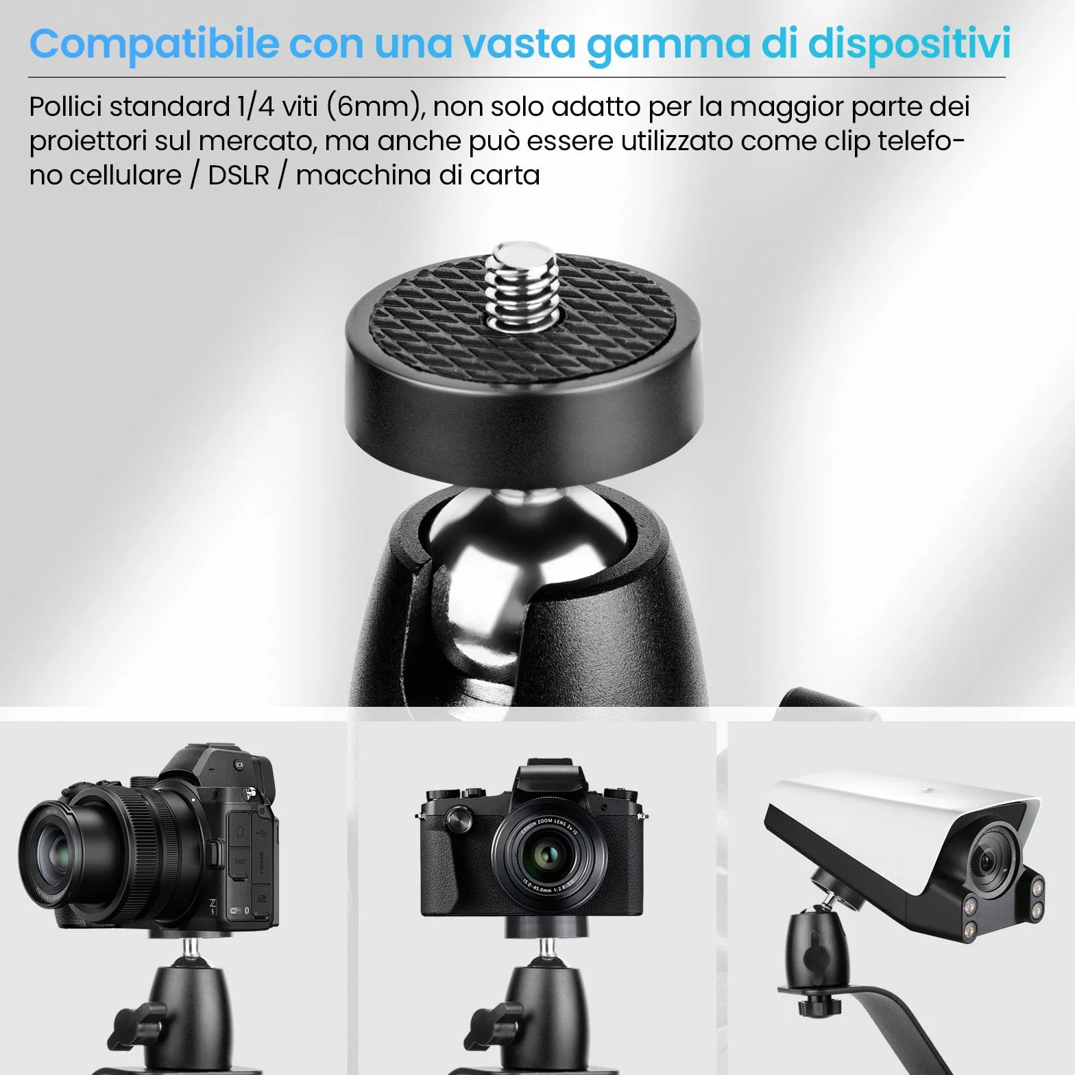 Porta Proiettore Da Tavolo, Supporto Proiettore Tavolo Con Interfaccia A Vite Da 1/4 Di Pollice, Supporto Proiettore Con Rotazione A 360°, Per Home Cinema, Sala Giochi, Ufficio (B)