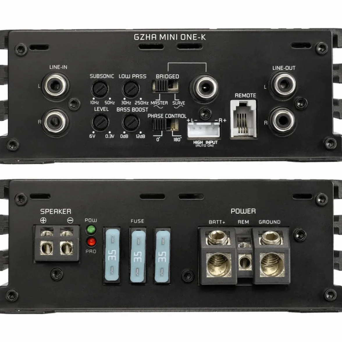 Ground Zero GZHA Mini ONE-K - Amplificatore di potenza a 1 canale, 1200 Watt RMS, 1000 Watt