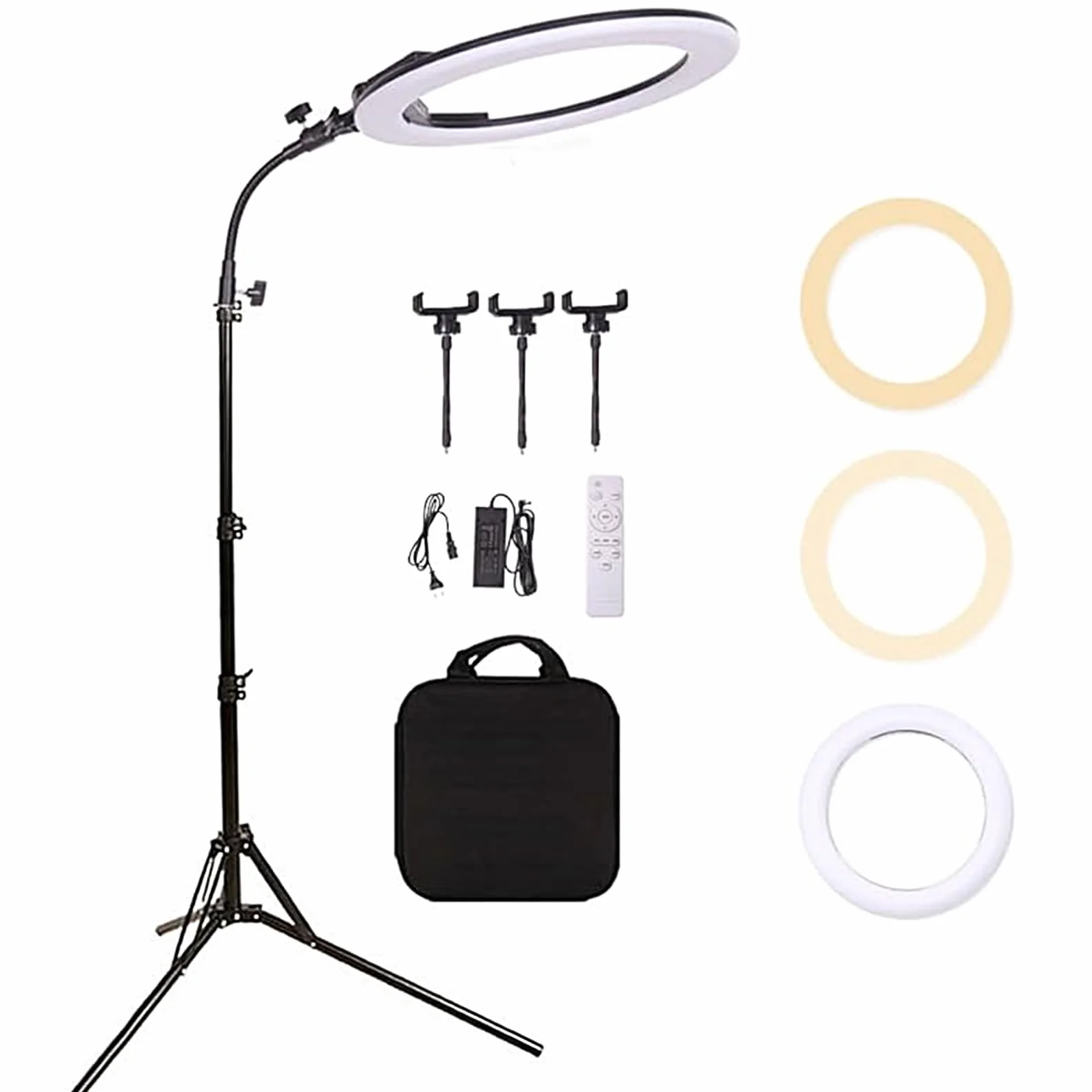 Luce ad Anello -18 Pollici 38 W 3200-5600 K Bicolore Dimmerabile LED Kit di Illuminazione per Fotografia di Bellezza Youtube TikTok, Trucco, Selfie, Ritratto, Tatuaggio, Sopracciglia,Luce video