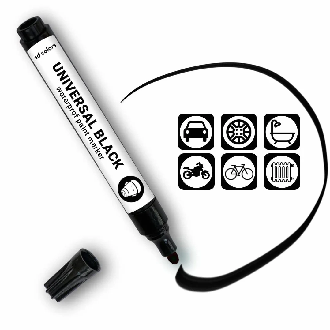 SD COLORS Nero Pennarello universale impermeabile per riparazione trucioli pietra graffi auto moto biciclette cerchi lega