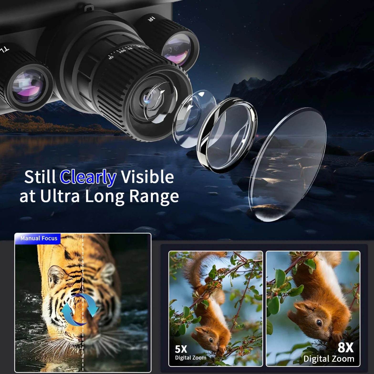 4K Digital Infrared Head Mounted Night Vision Goggles per adulti, occhiali termici tattici militari binocoli per visione notturna con scheda di memoria 32G