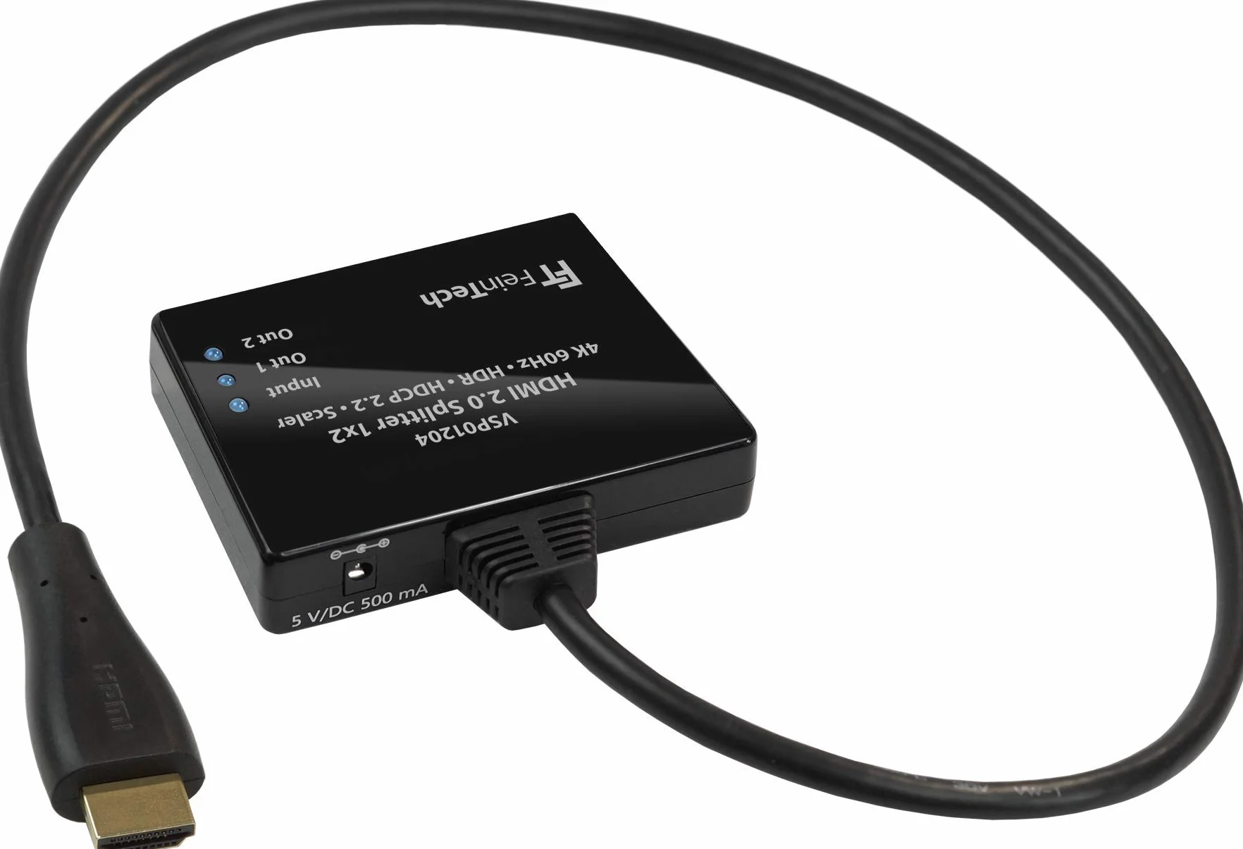 FeinTech VSP01204 Splitter HDMI Ultra HD 4K 60Hz HDR con scaler, Nero